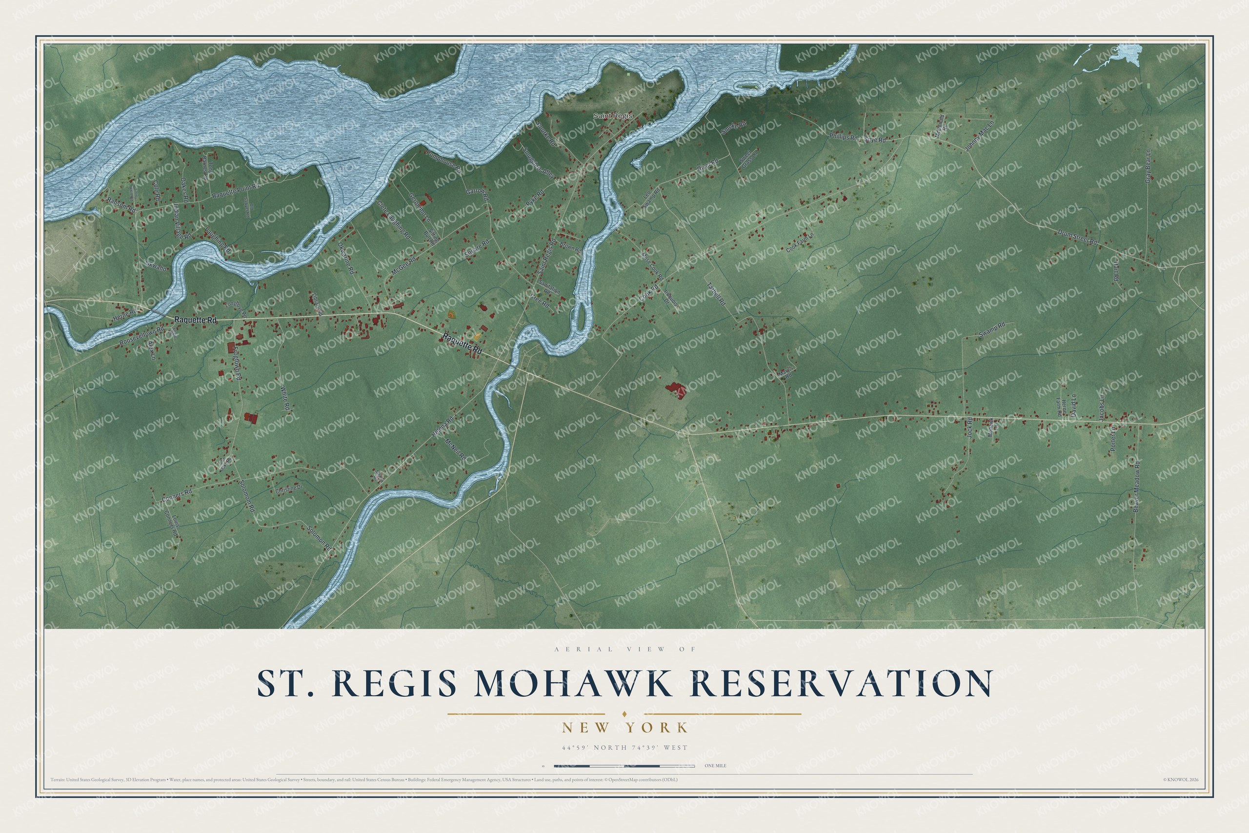 Watermarked full-map preview of St. Regis Mohawk Reservation, New York