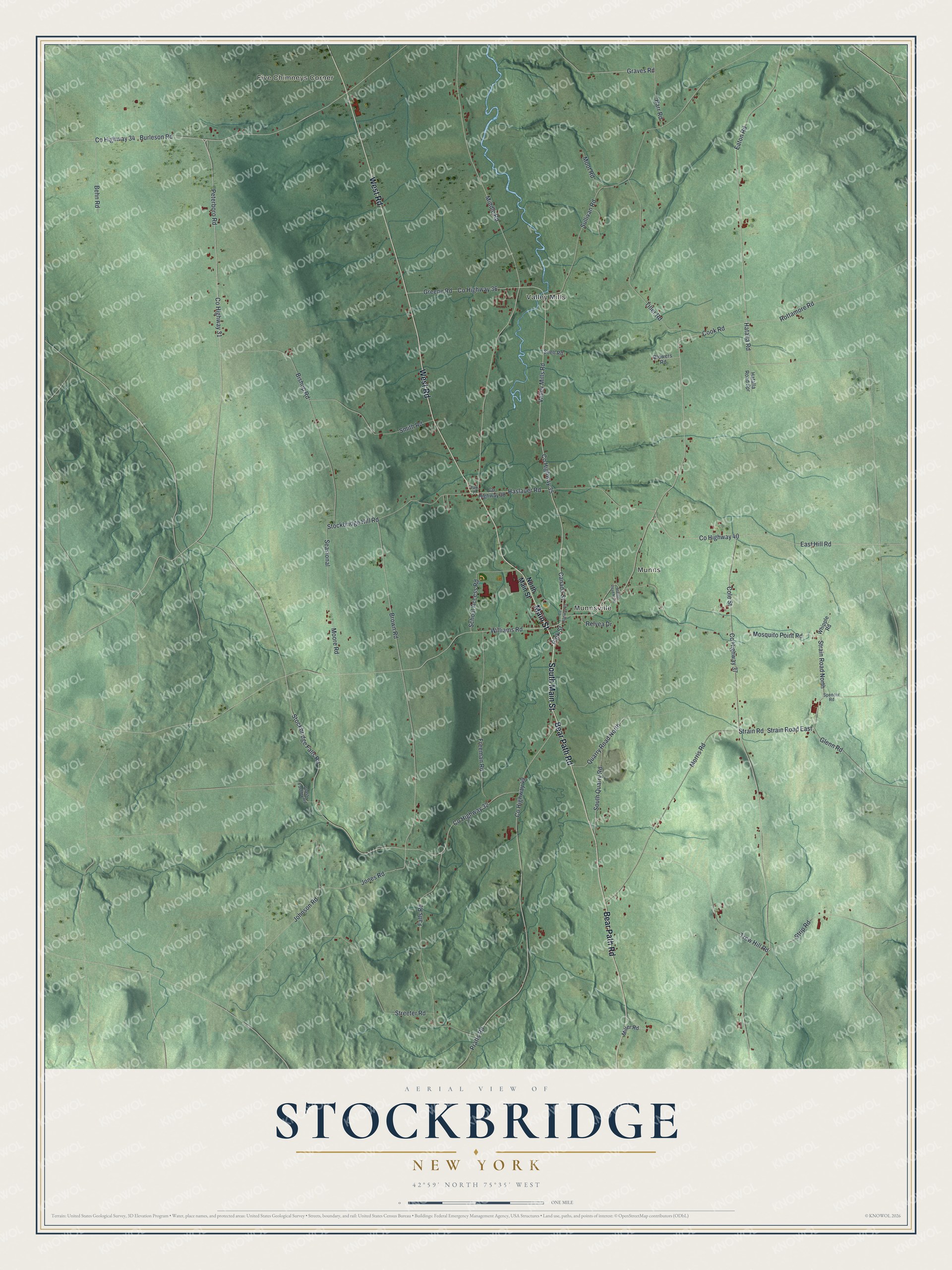 Watermarked full-map preview of Stockbridge, New York