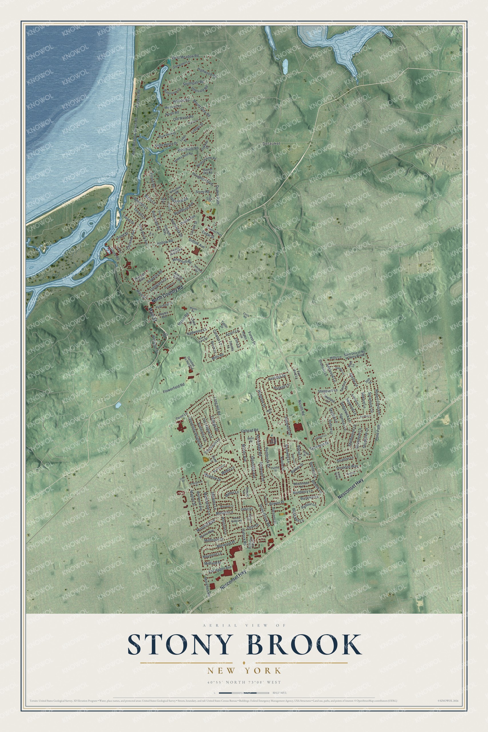 Watermarked full-map preview of Stony Brook, New York
