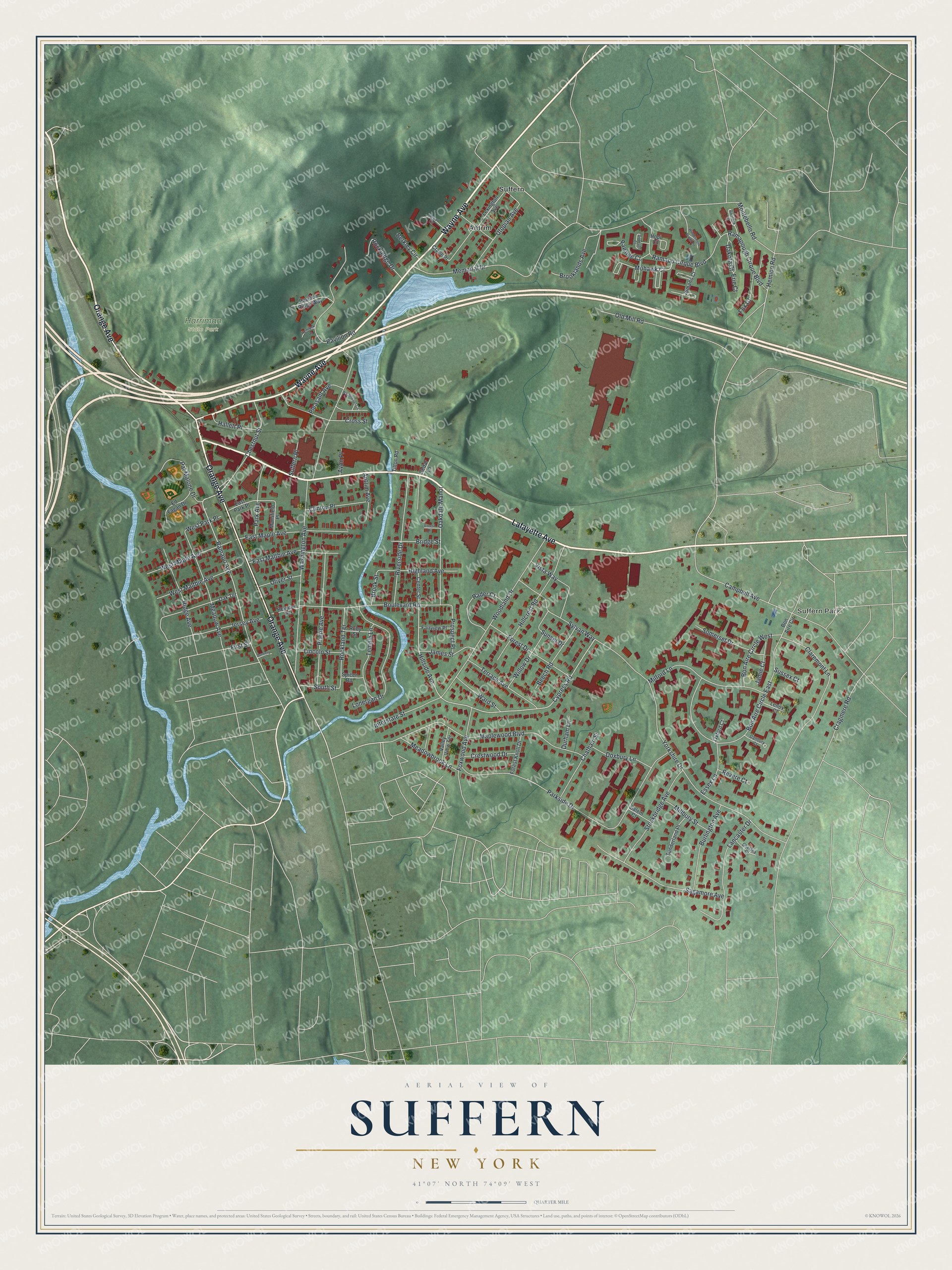 Watermarked full-map preview of Suffern, New York