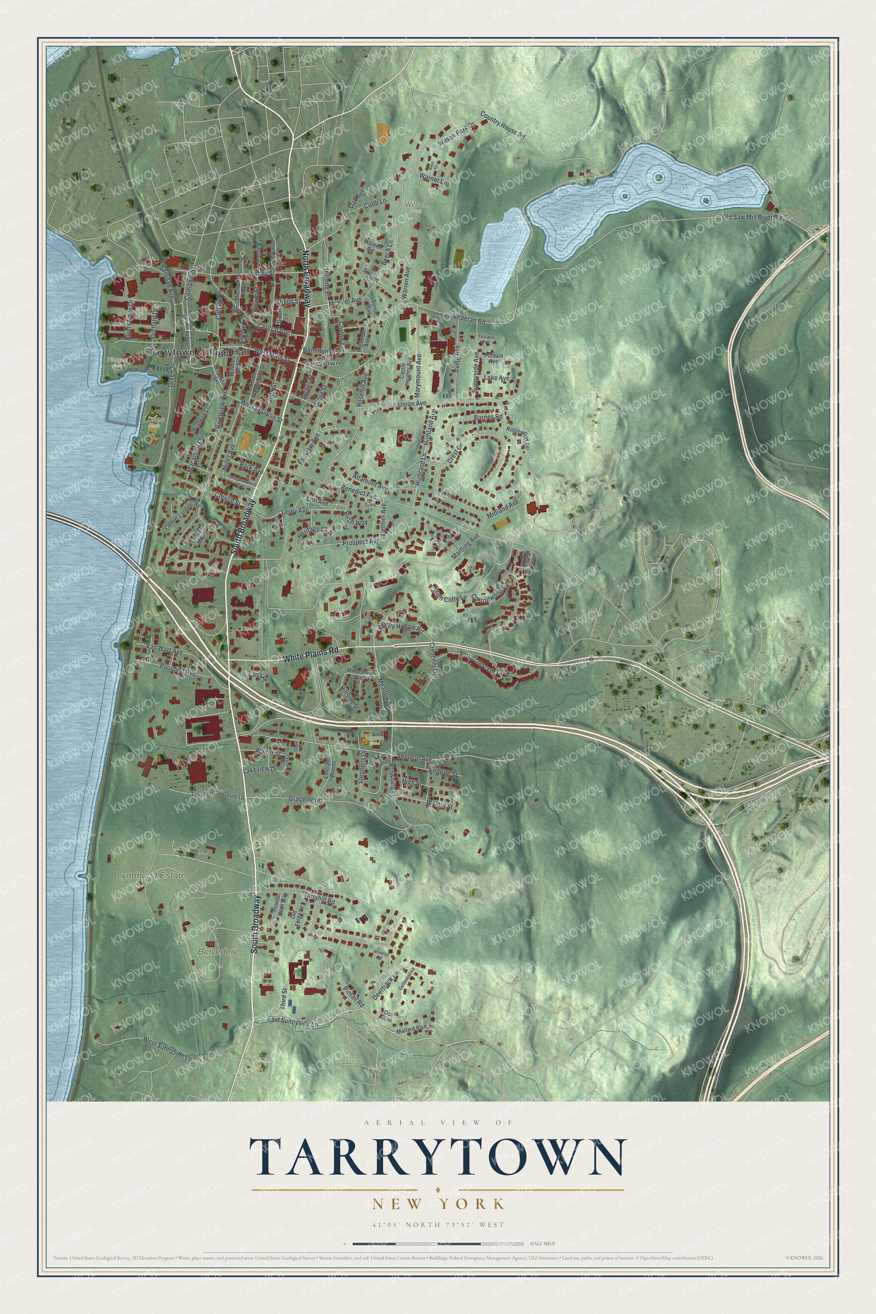 Watermarked full-map preview of Tarrytown, New York