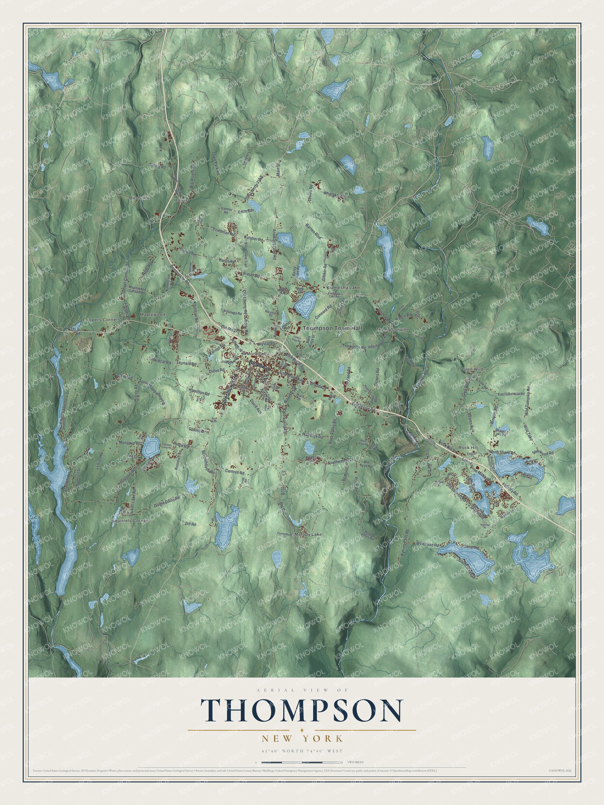 Watermarked full-map preview of Thompson, New York