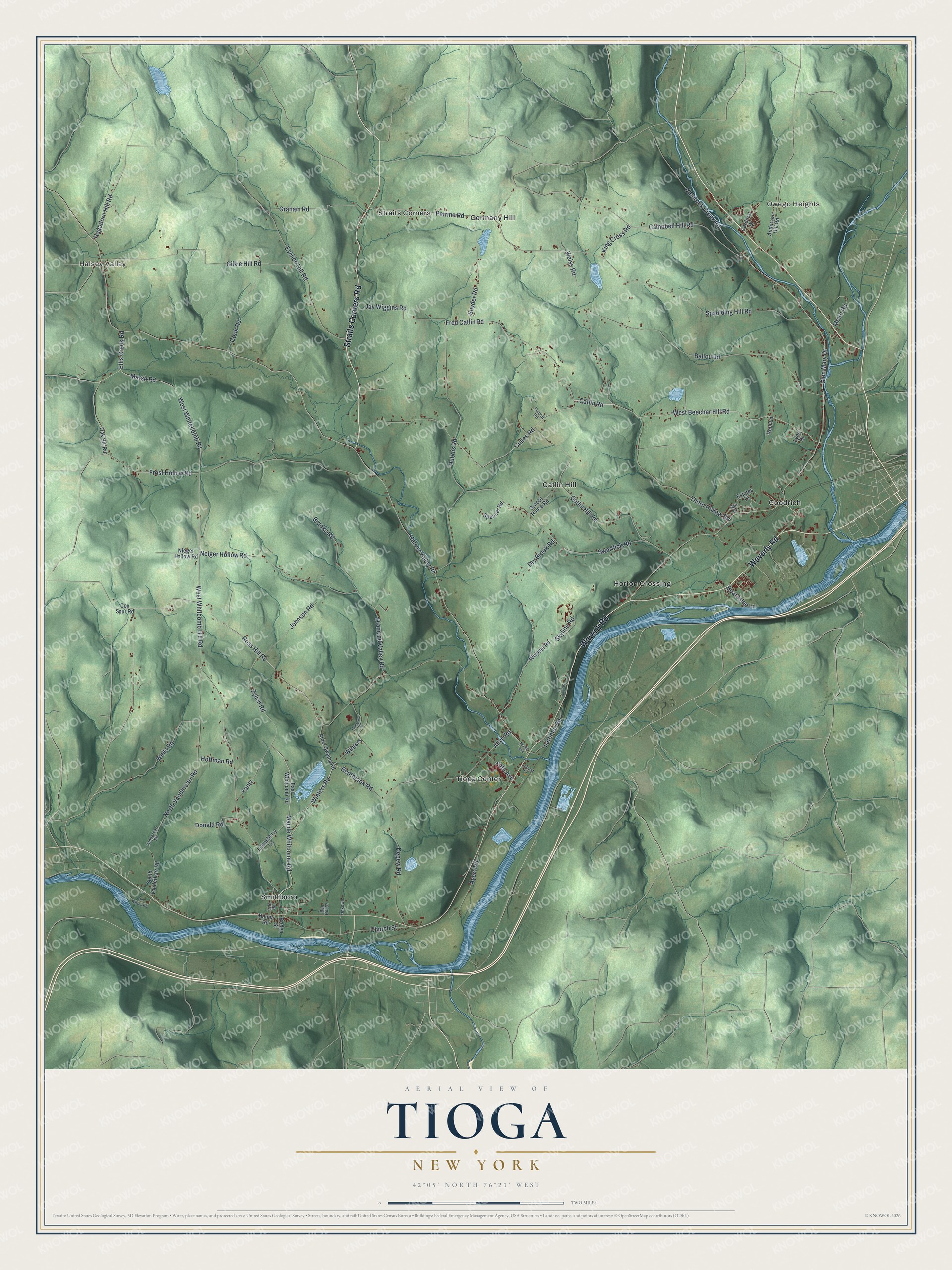 Watermarked full-map preview of Tioga, New York