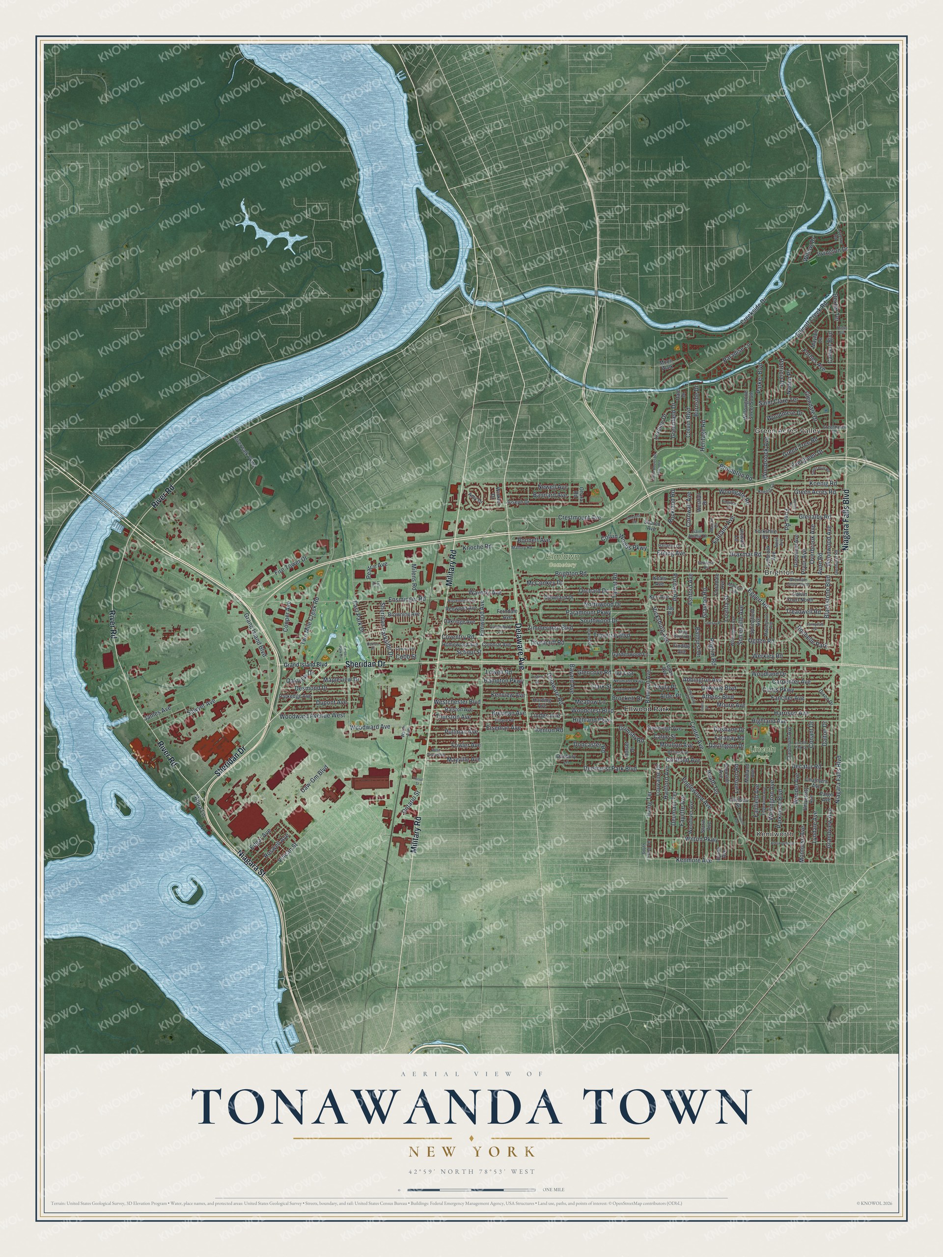 Watermarked full-map preview of Tonawanda Town, New York