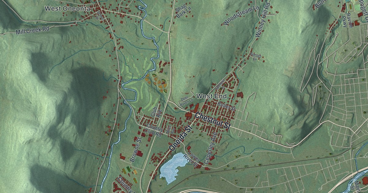 Map of the Town of Oneonta, Otsego County, New York