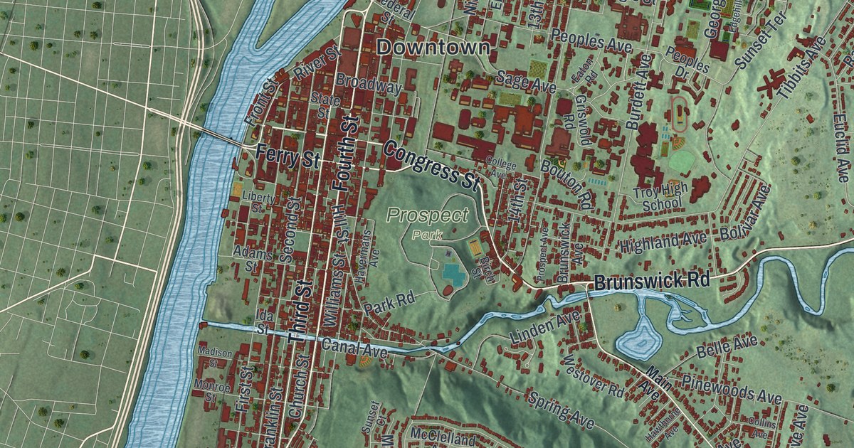 Map of Troy, New York