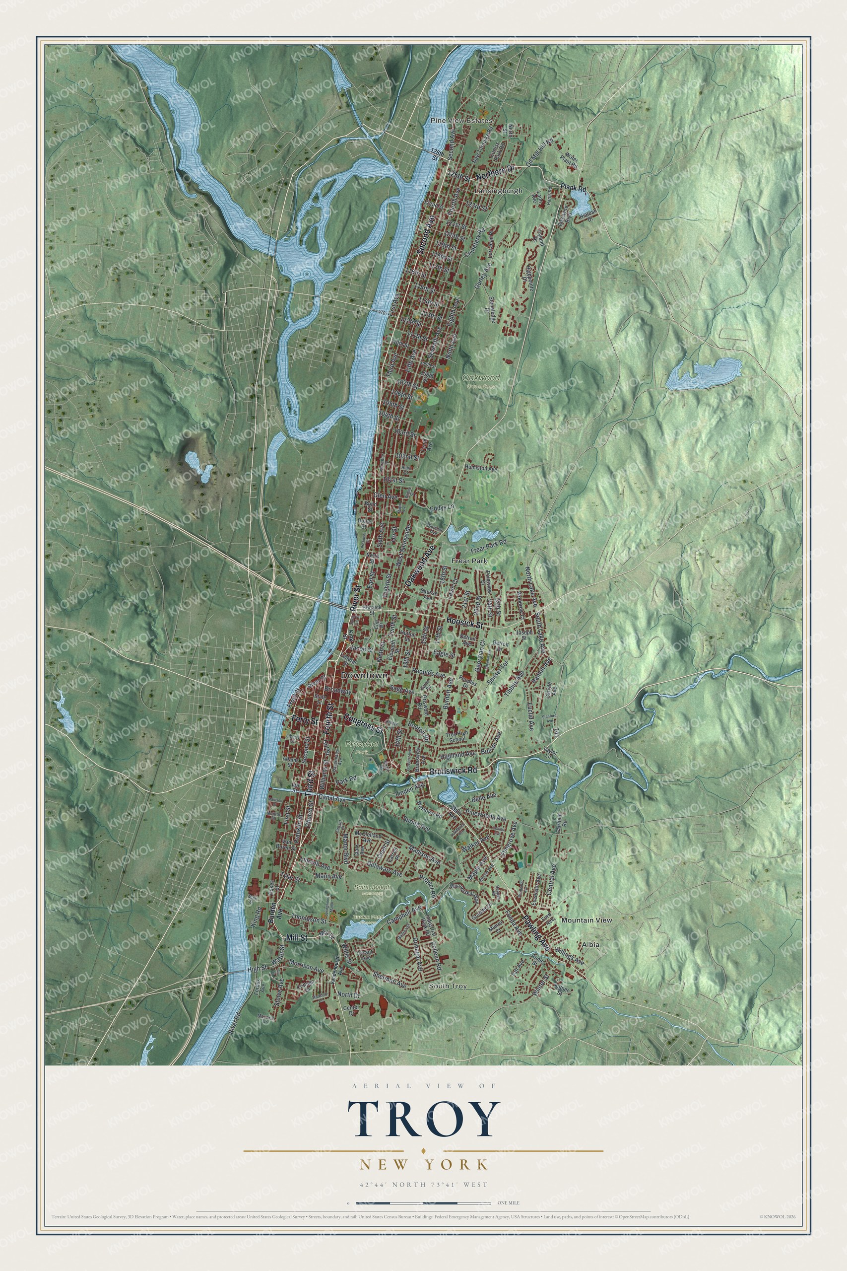 Watermarked full-map preview of Troy, New York
