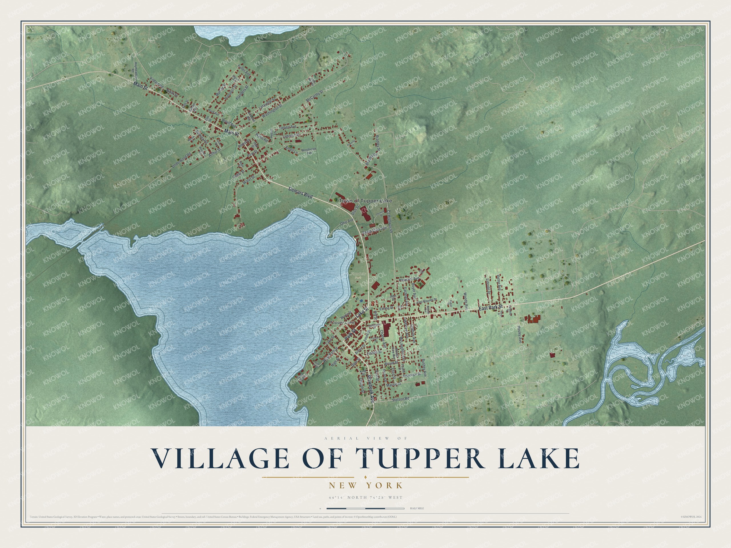 Watermarked full-map preview of Tupper Lake, New York