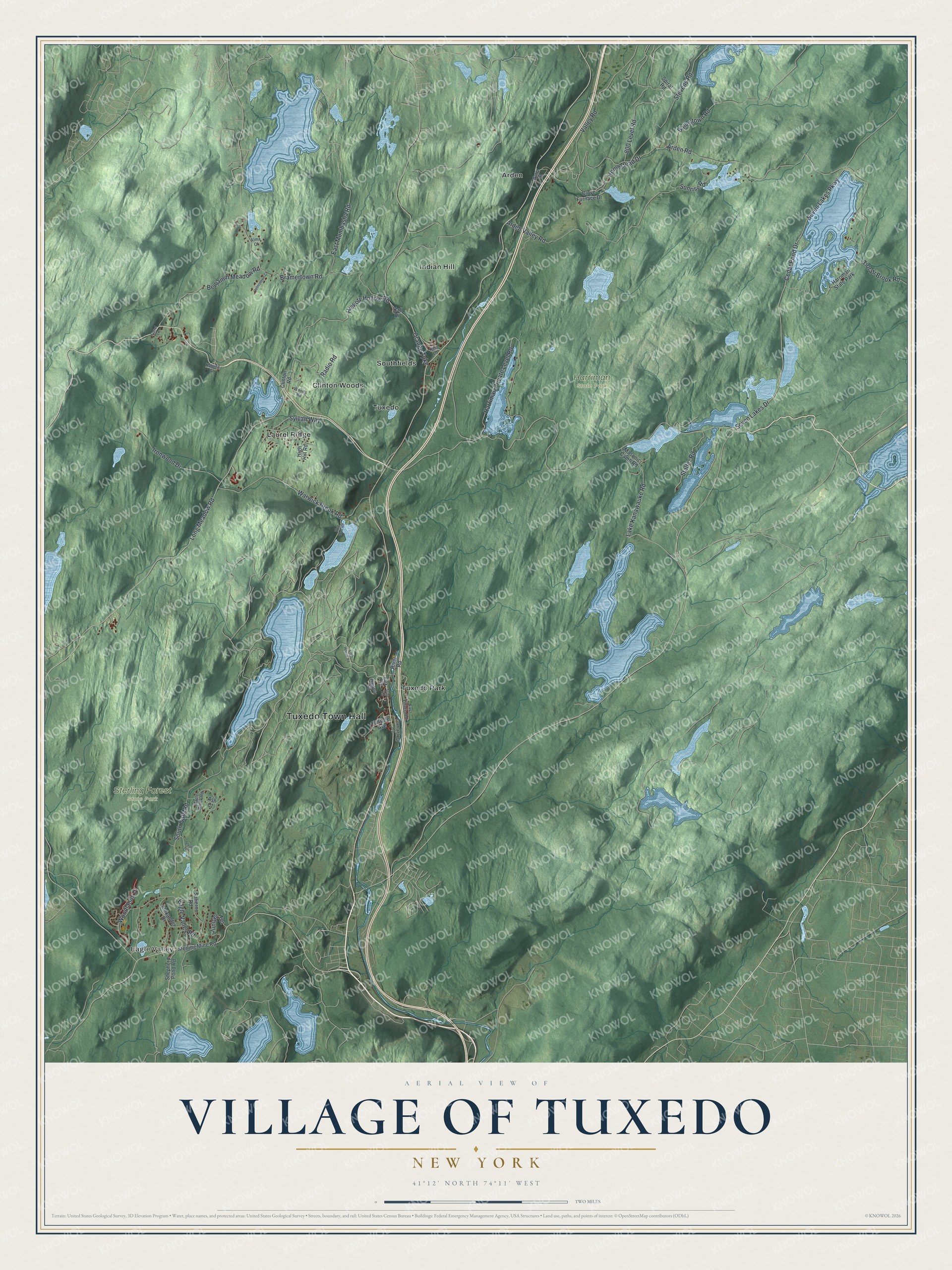 Watermarked full-map preview of Tuxedo, New York