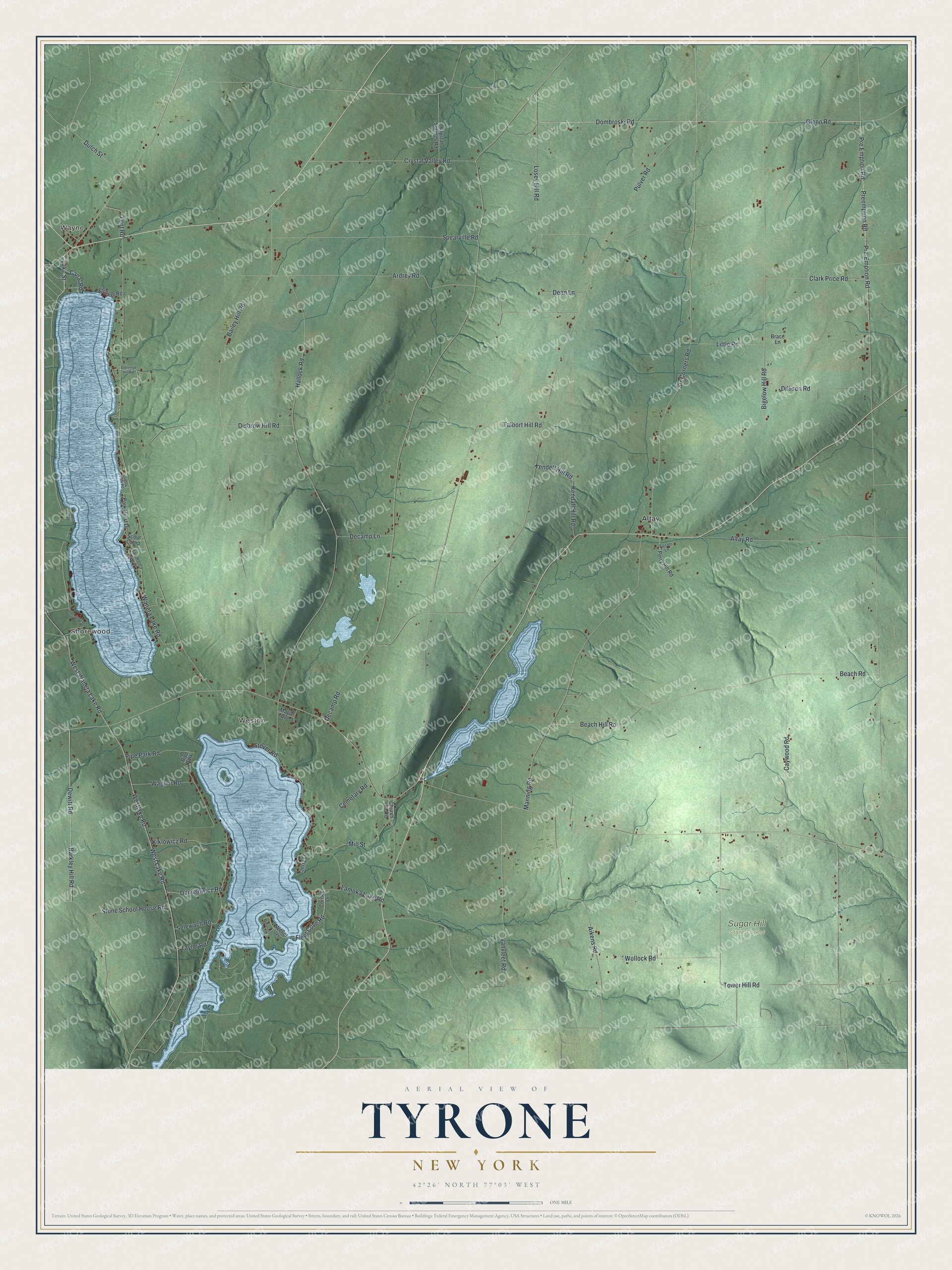 Watermarked full-map preview of Tyrone, New York