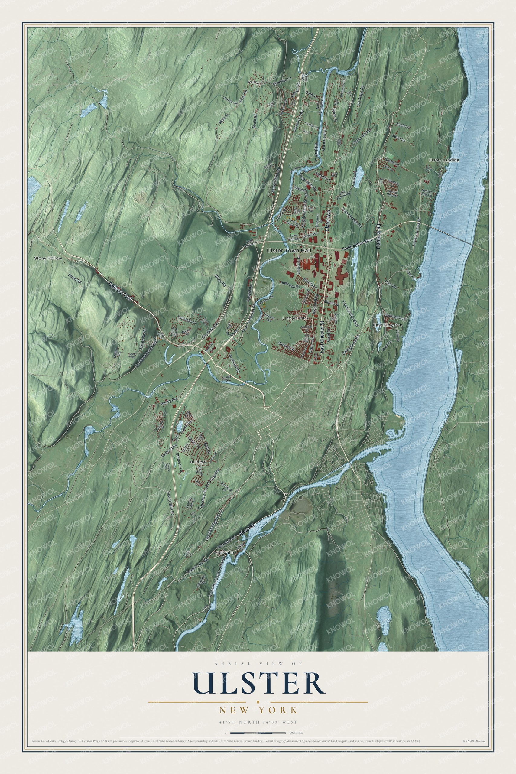 Watermarked full-map preview of Ulster, New York