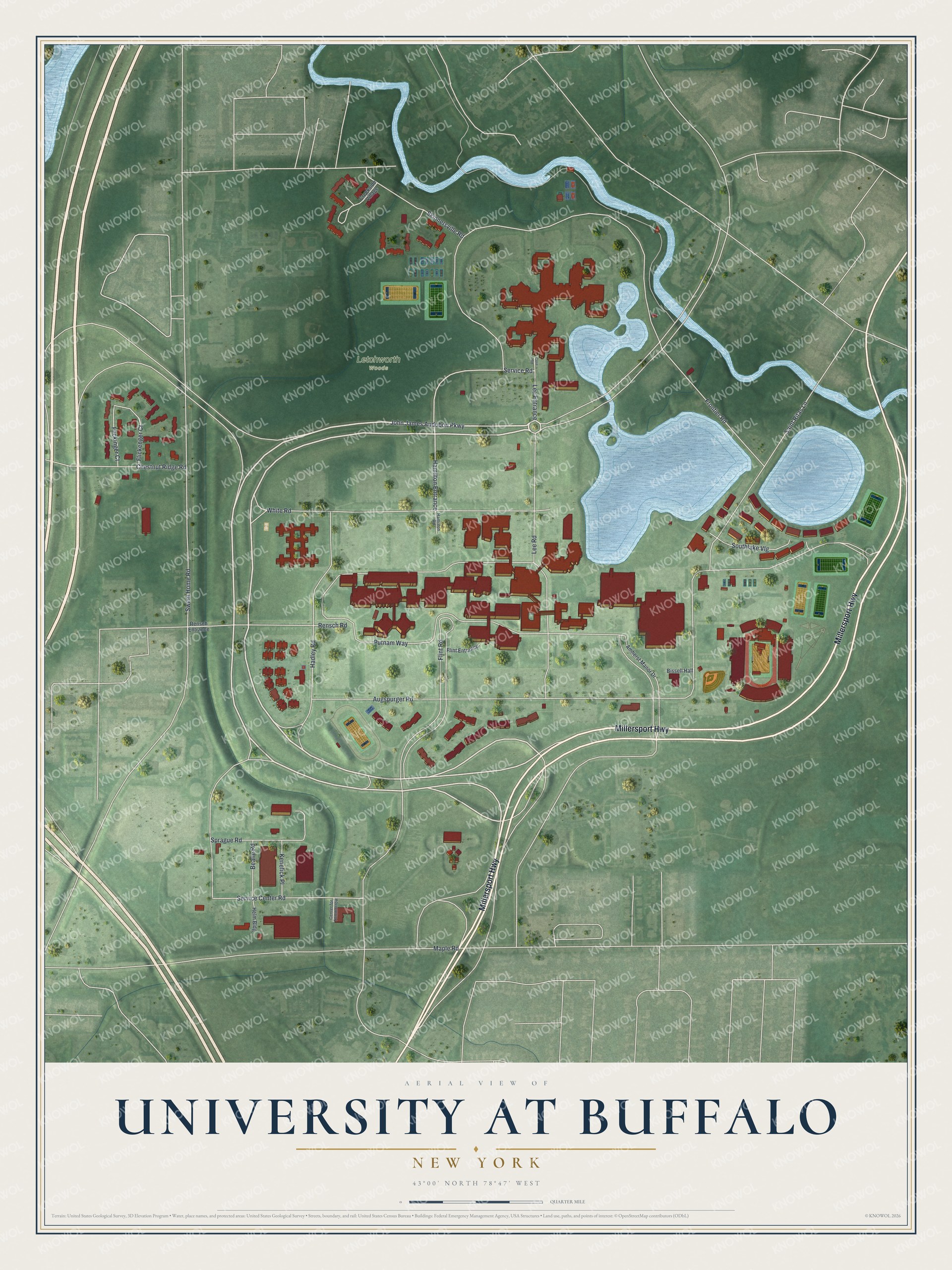 Watermarked full-map preview of University at Buffalo, New York