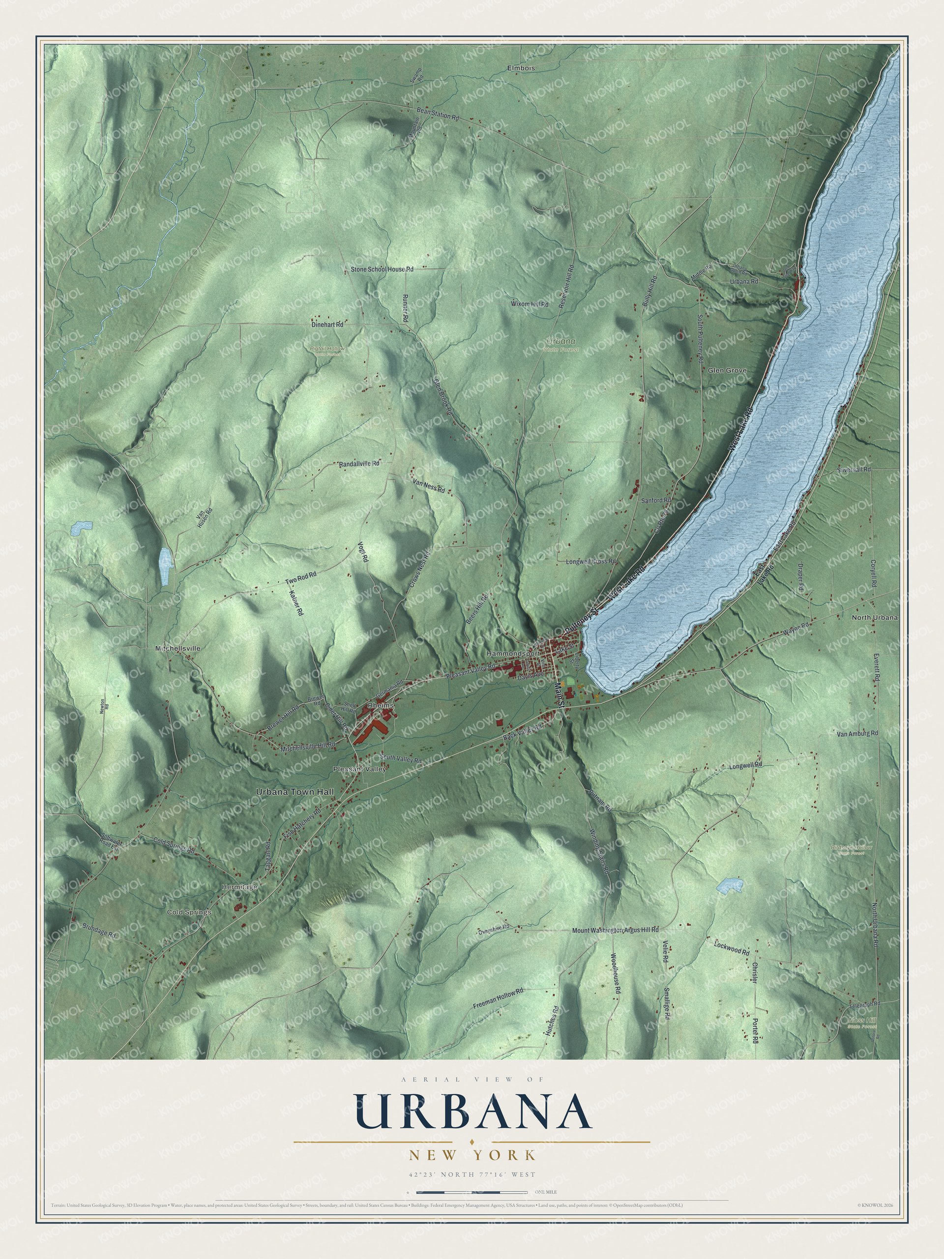 Watermarked full-map preview of Urbana, New York