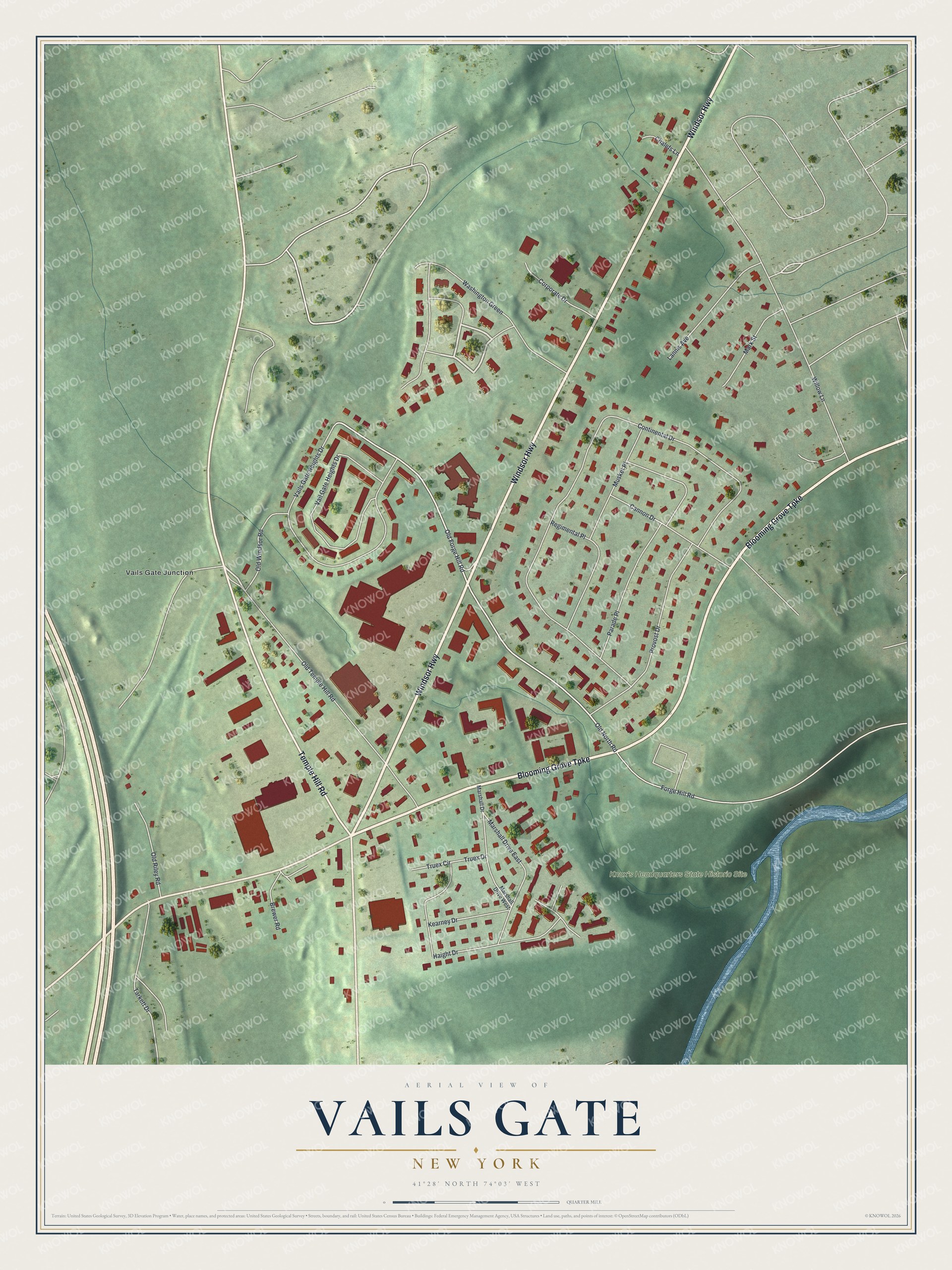 Watermarked full-map preview of Vails Gate, New York