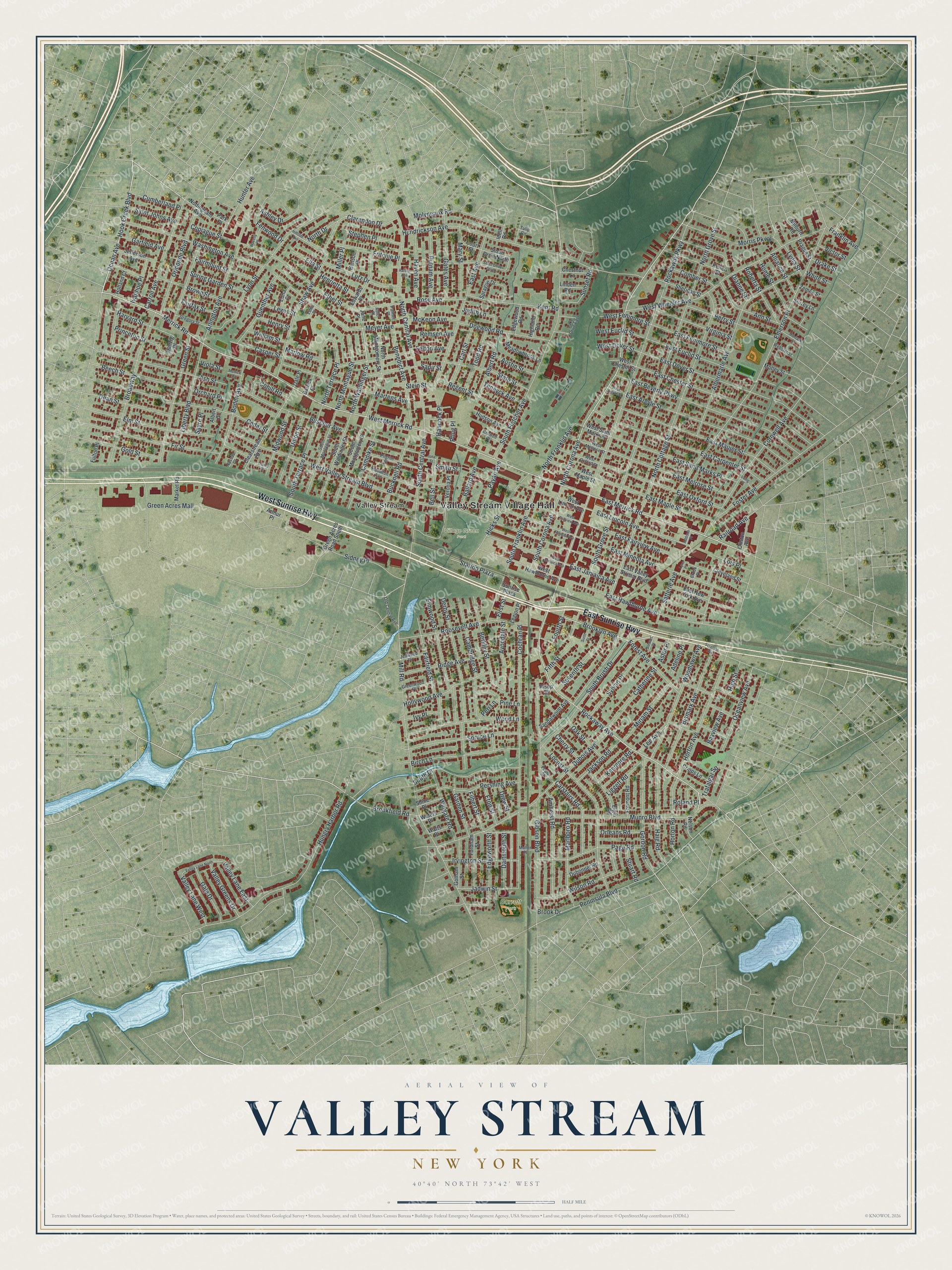 Watermarked full-map preview of Valley Stream, New York