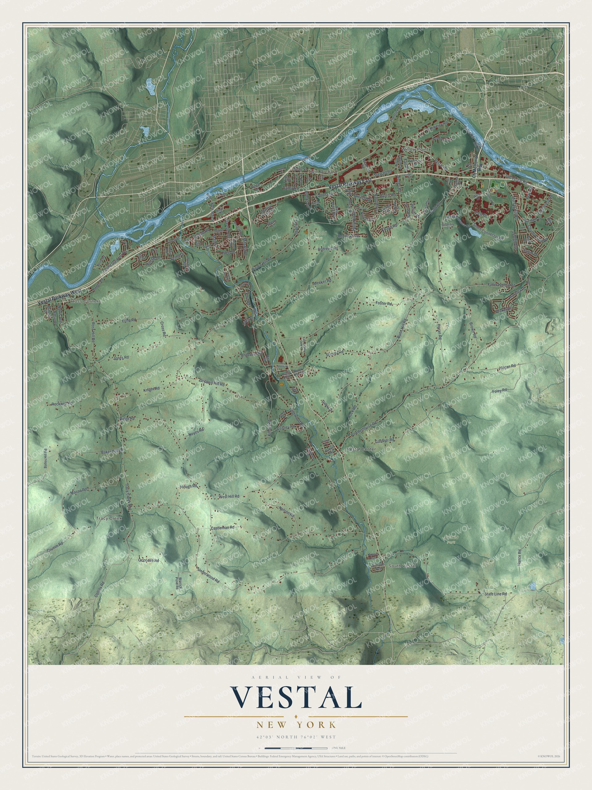 Watermarked full-map preview of Vestal, New York