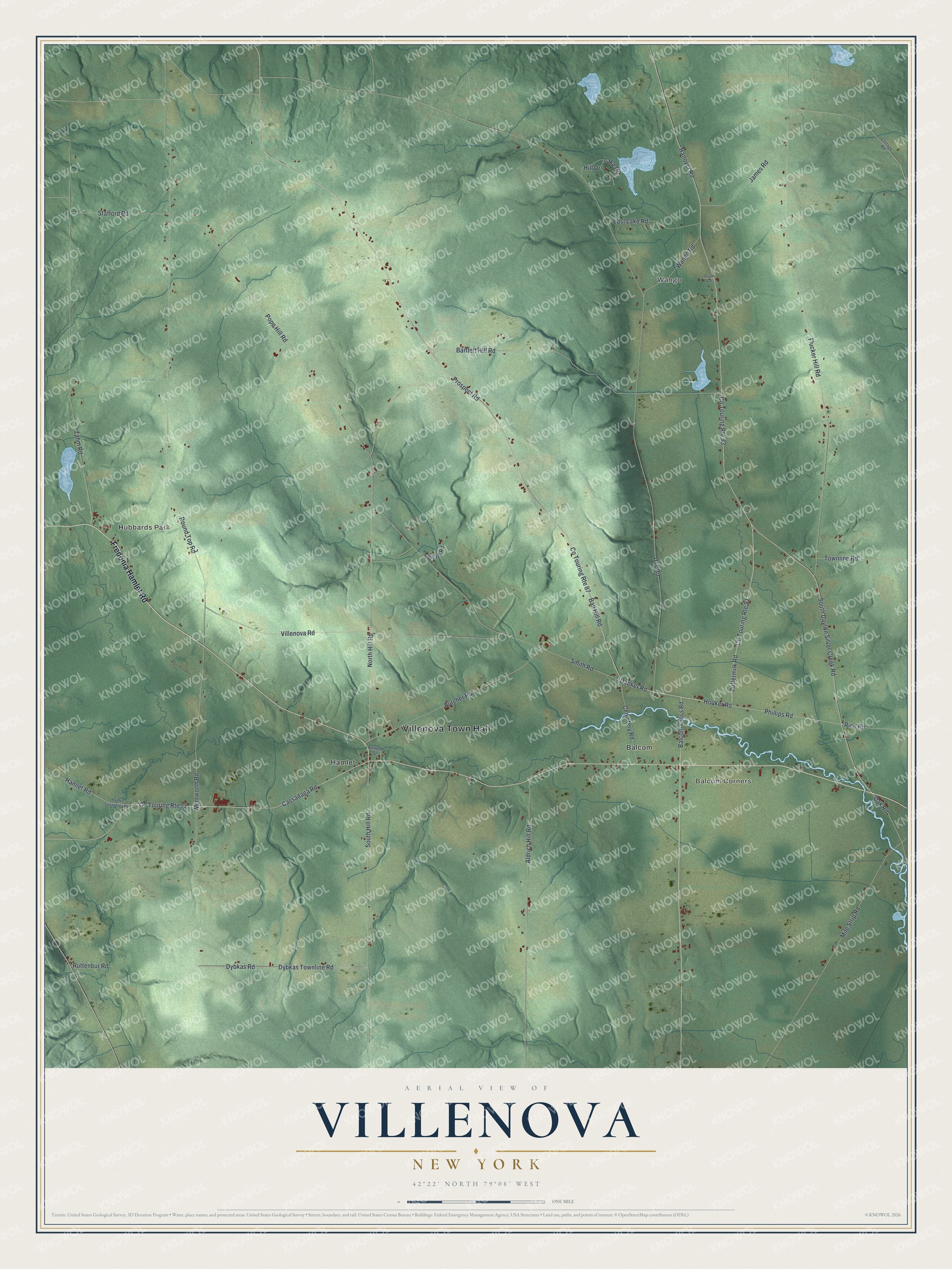 Watermarked full-map preview of Villenova, New York