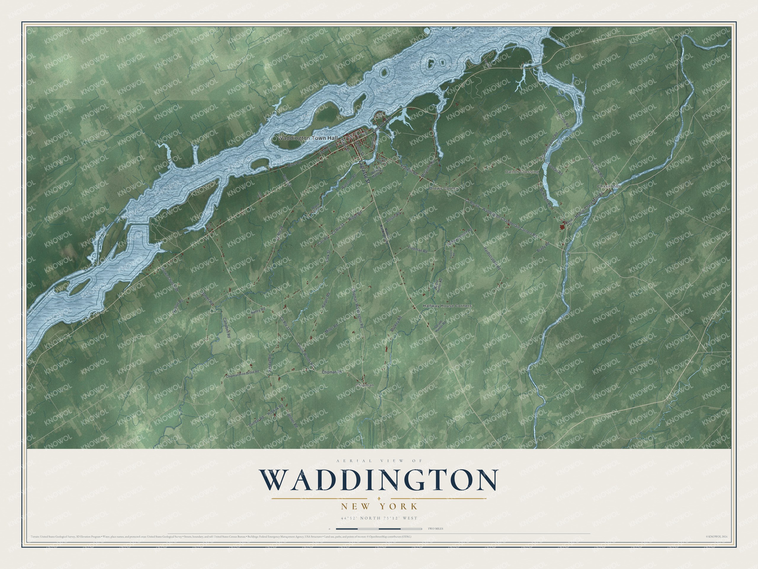 Watermarked full-map preview of Waddington, New York