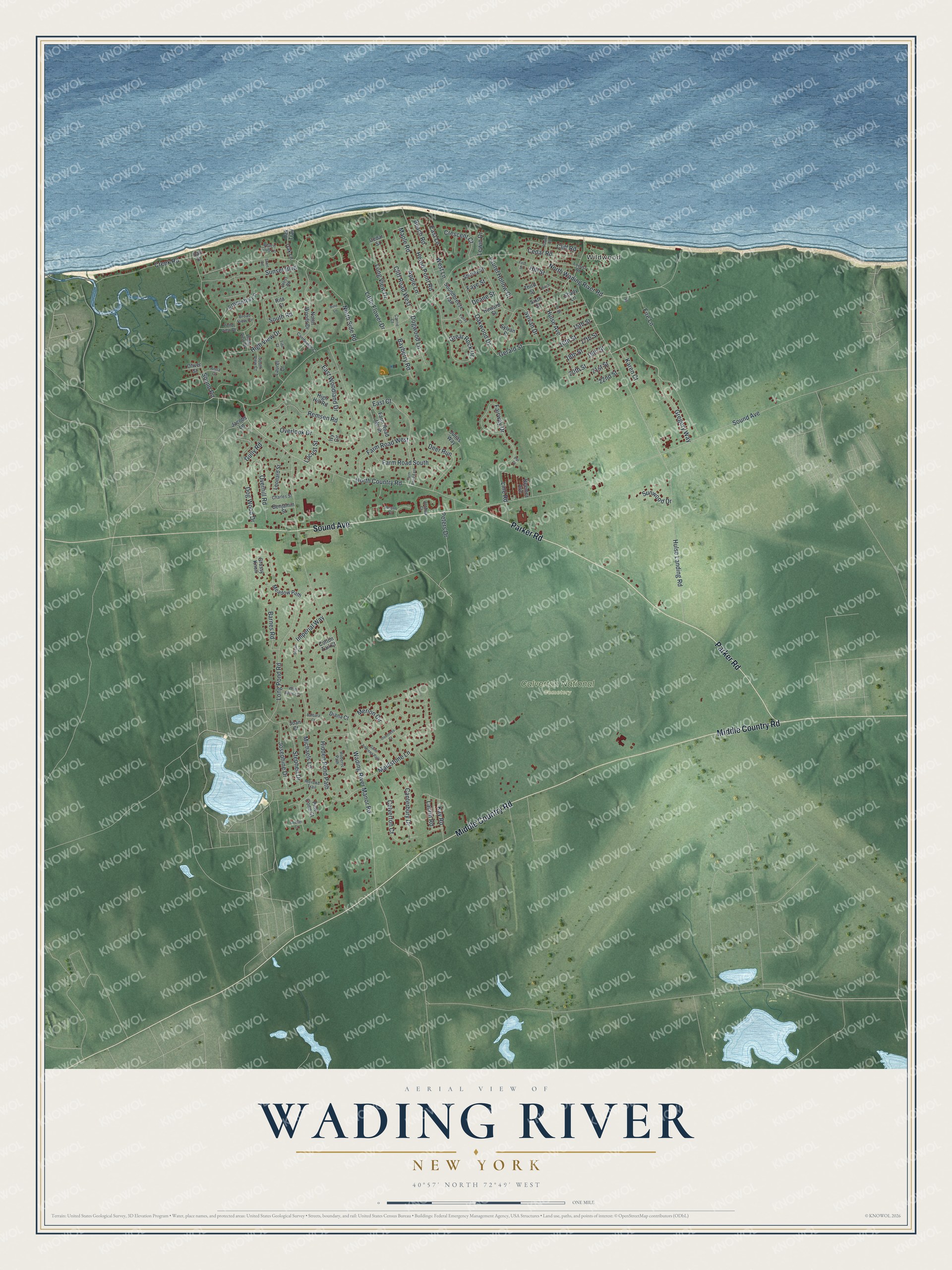 Watermarked full-map preview of Wading River, New York