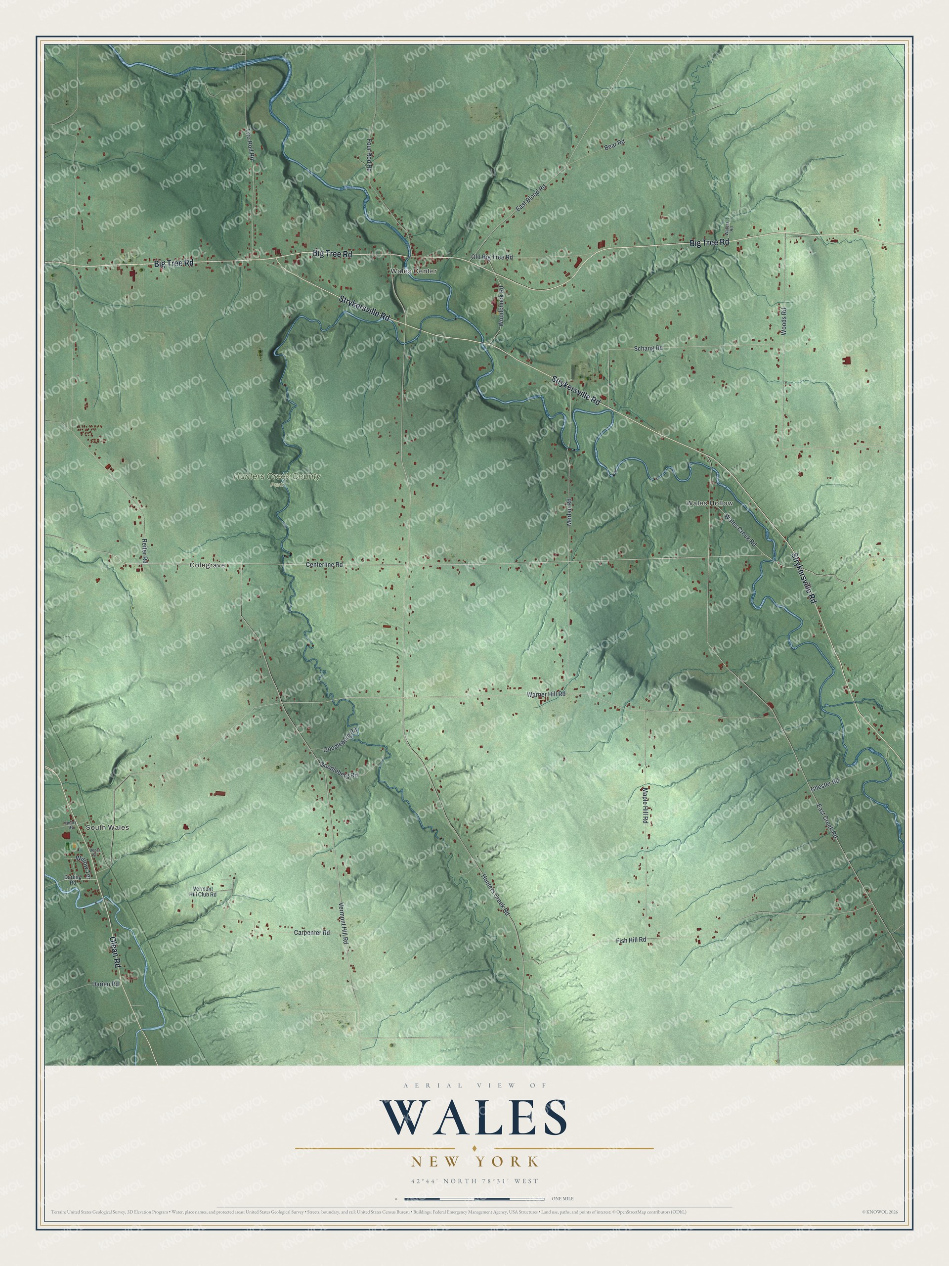 Watermarked full-map preview of Wales, New York