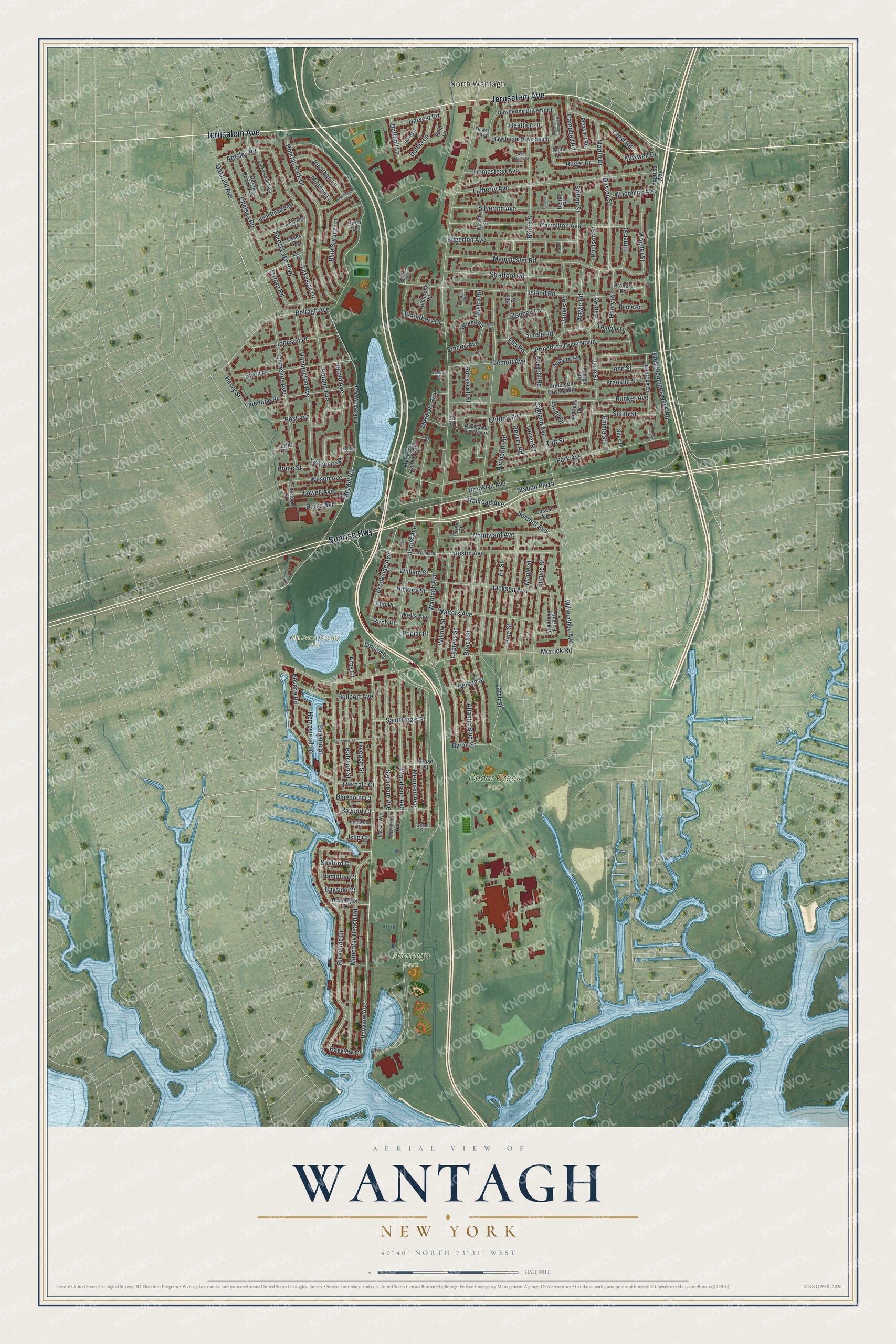 Watermarked full-map preview of Wantagh, New York