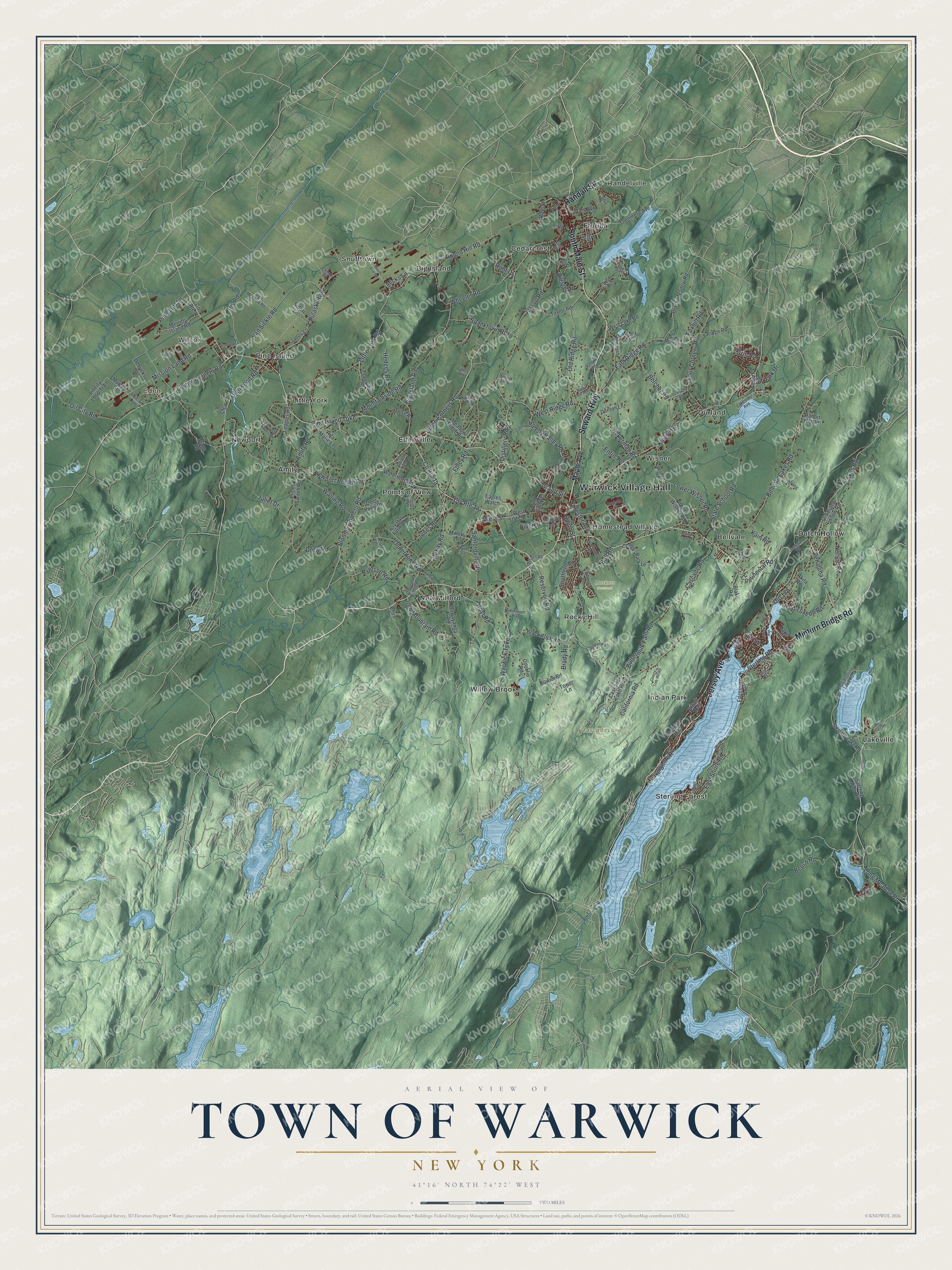 Watermarked full-map preview of Warwick, New York