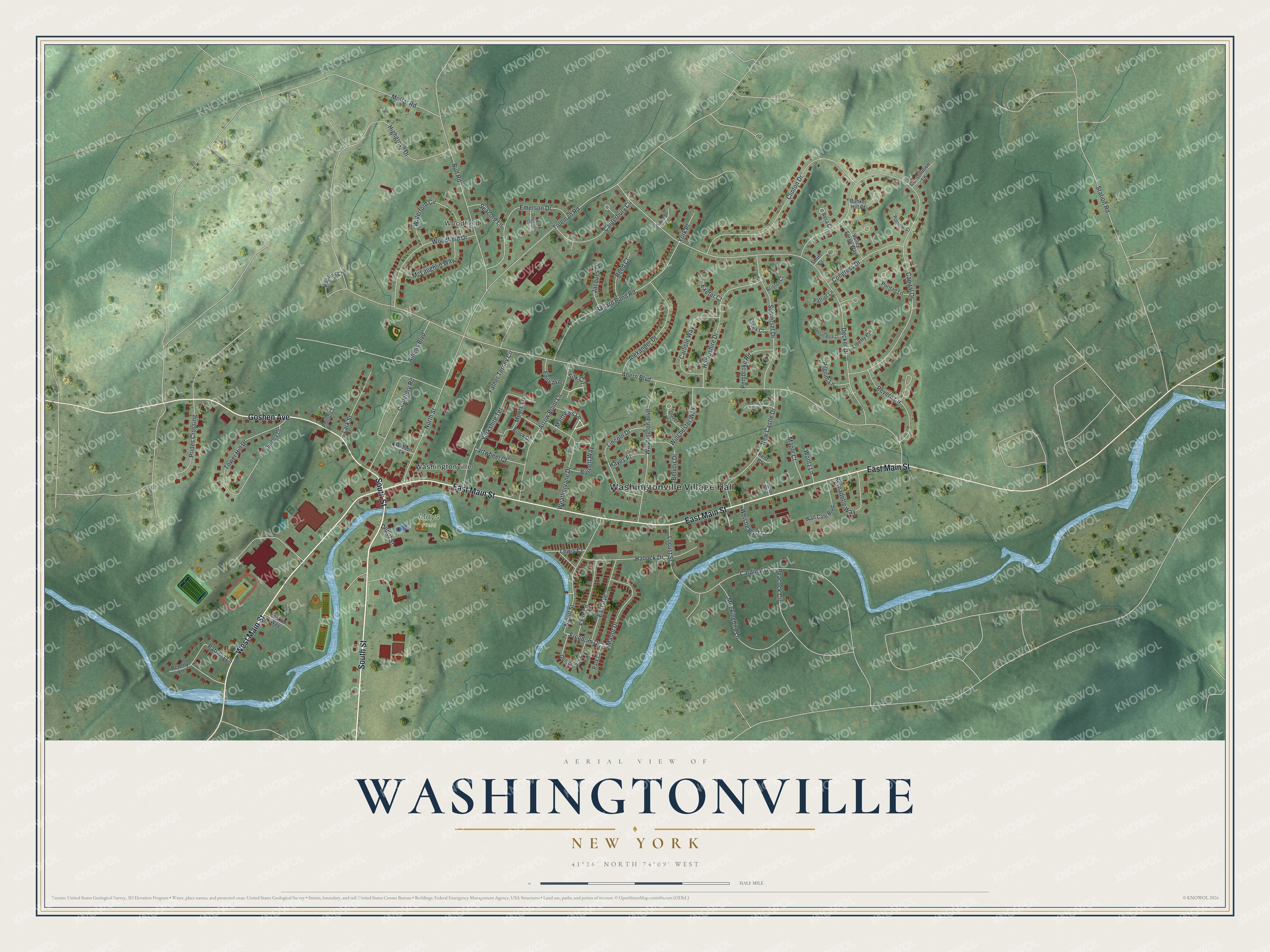 Watermarked full-map preview of Washingtonville, New York