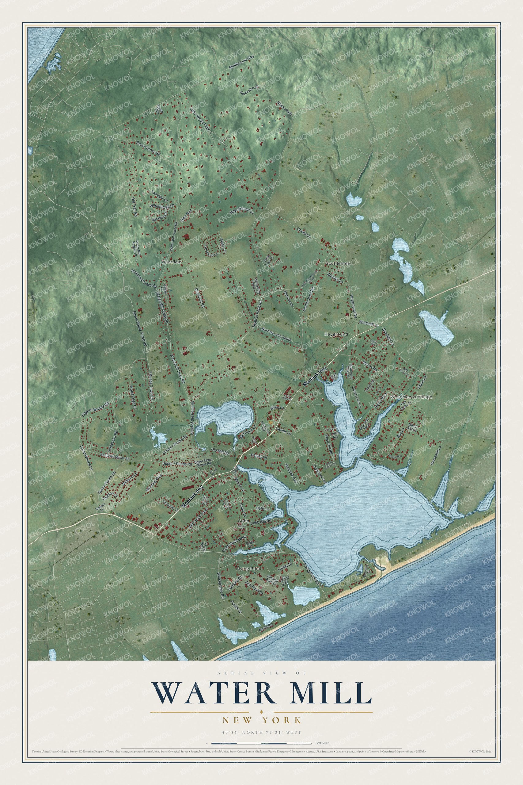 Watermarked full-map preview of Water Mill, New York