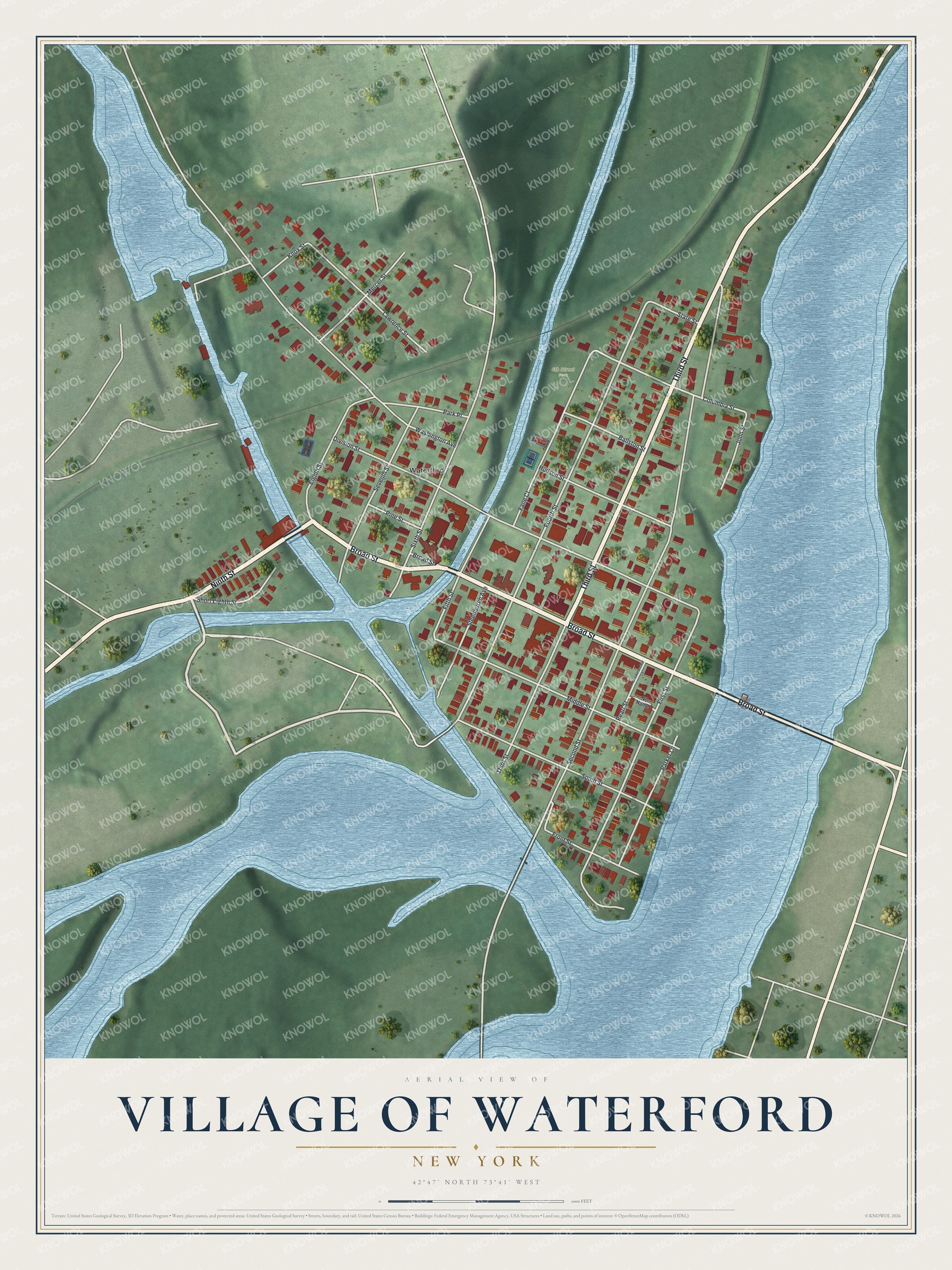 Watermarked full-map preview of Waterford, New York