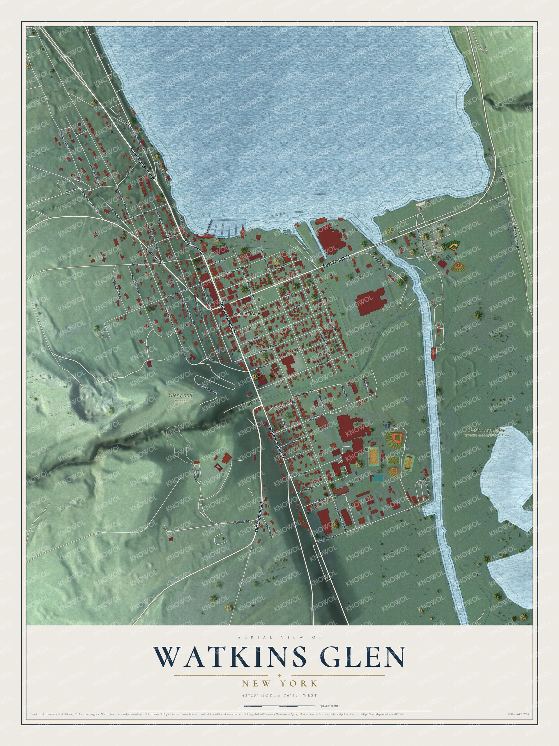 Watermarked full-map preview of Watkins Glen, New York