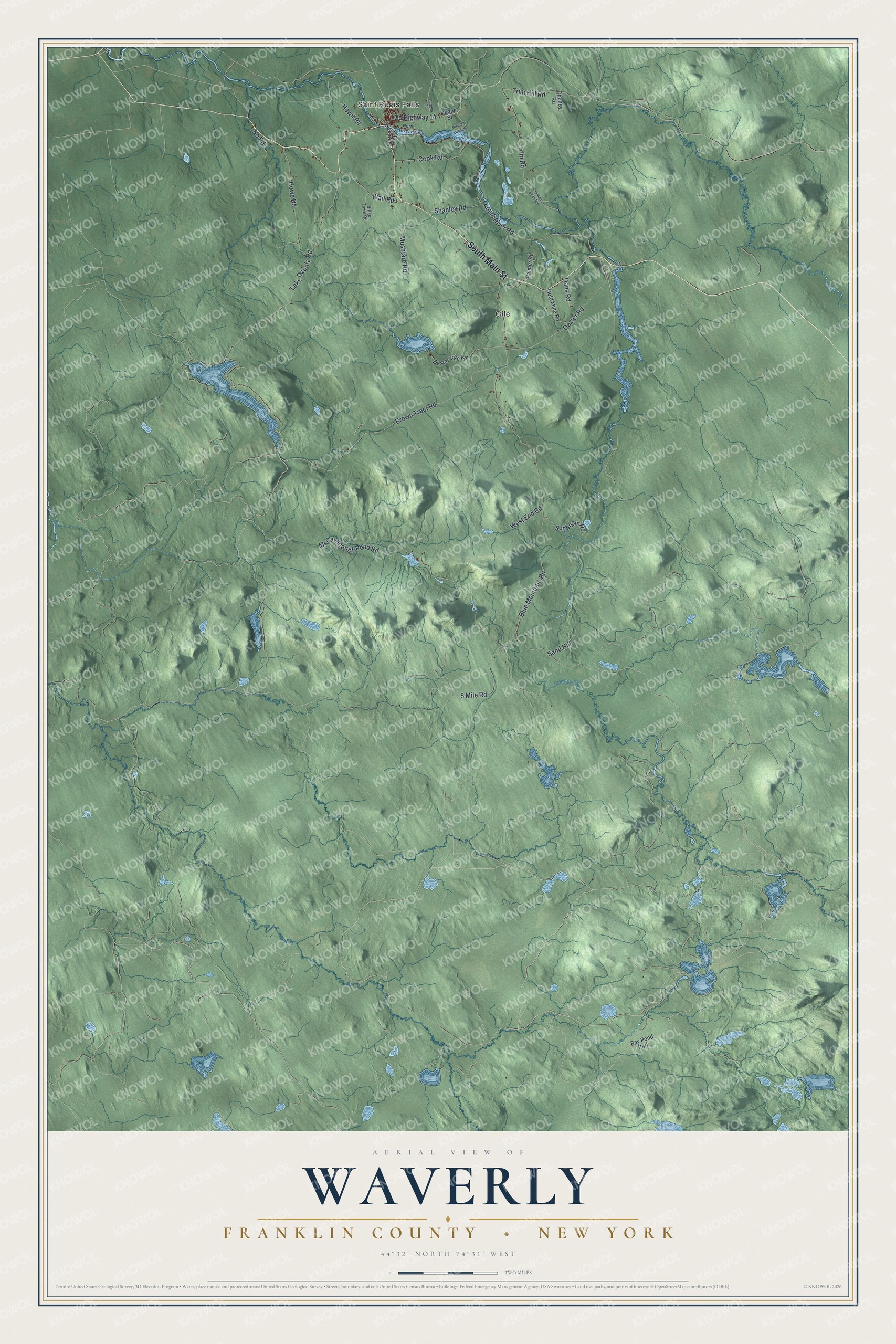 Watermarked full-map preview of Waverly, New York
