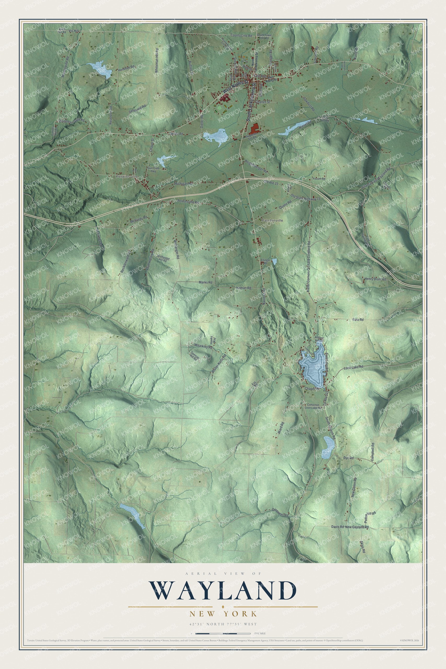 Watermarked full-map preview of Wayland, New York
