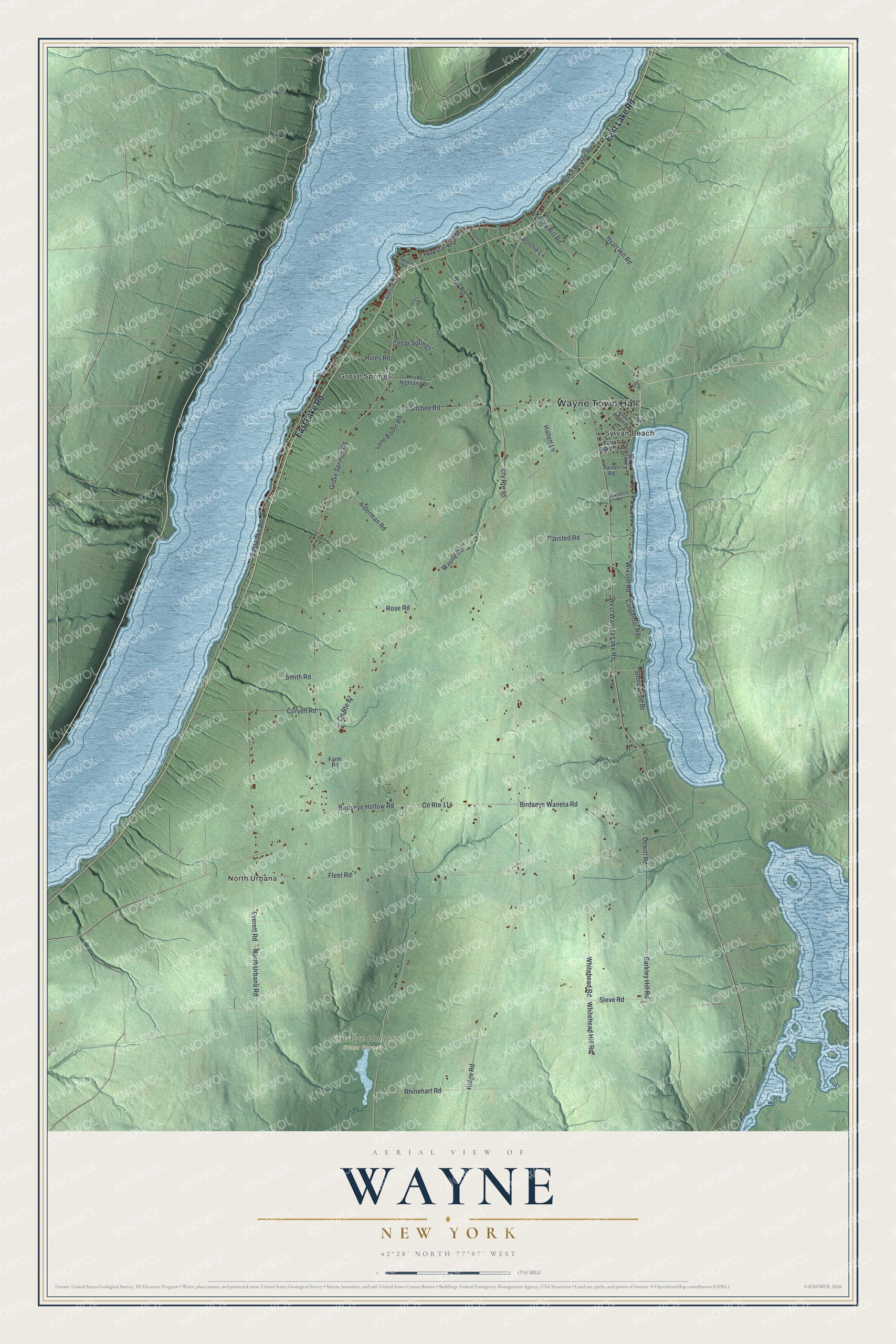 Watermarked full-map preview of Wayne, New York