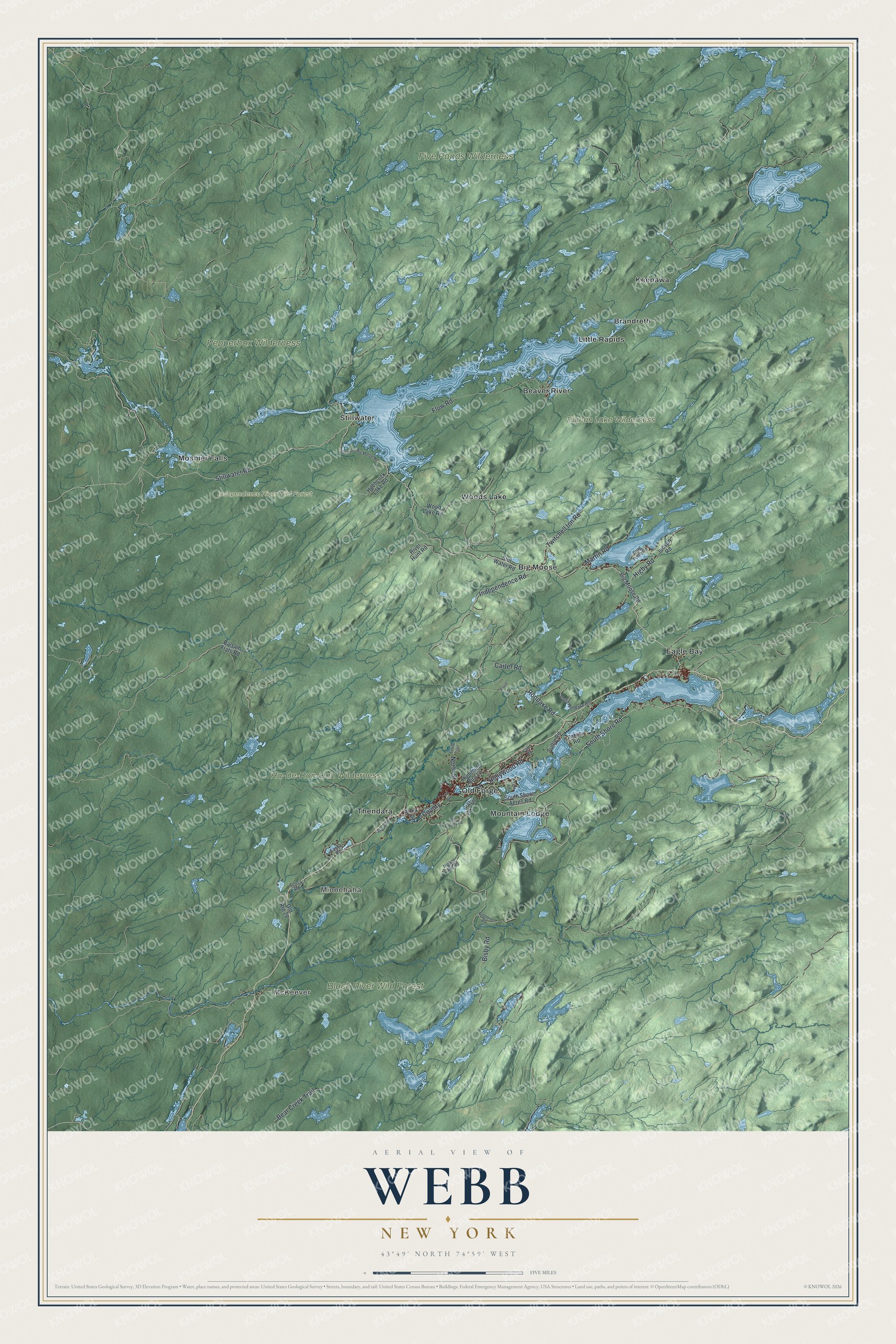 Watermarked full-map preview of Webb, New York
