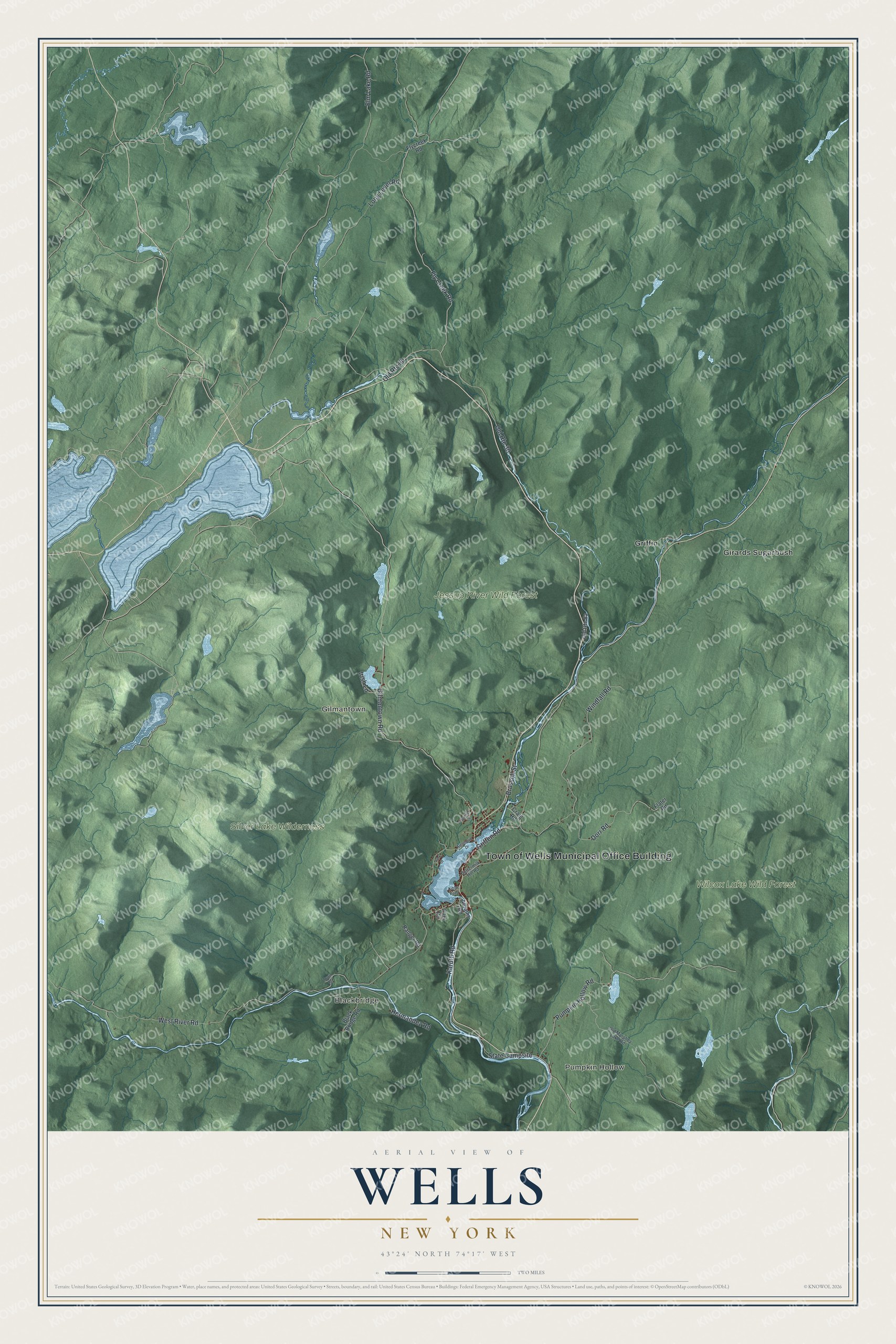Watermarked full-map preview of Wells, New York