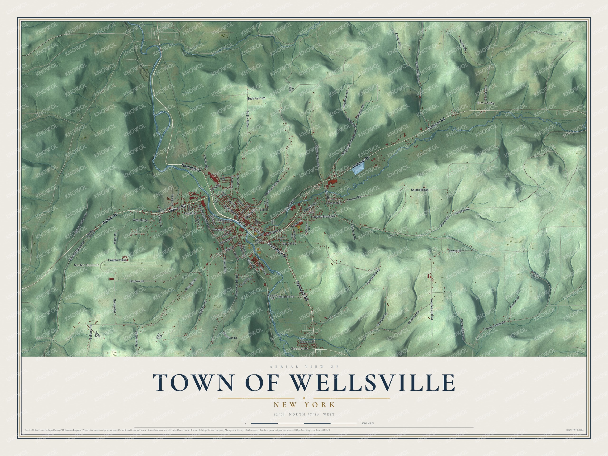 Watermarked full-map preview of Wellsville, New York