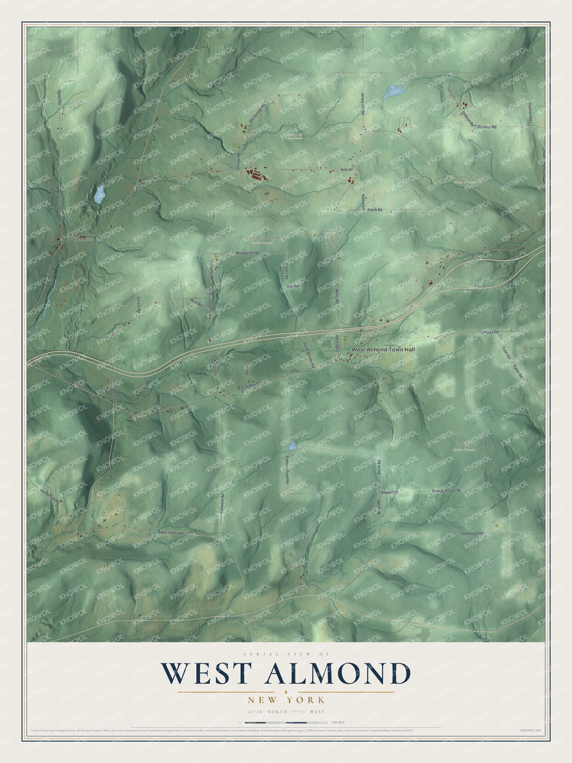 Watermarked full-map preview of West Almond, New York