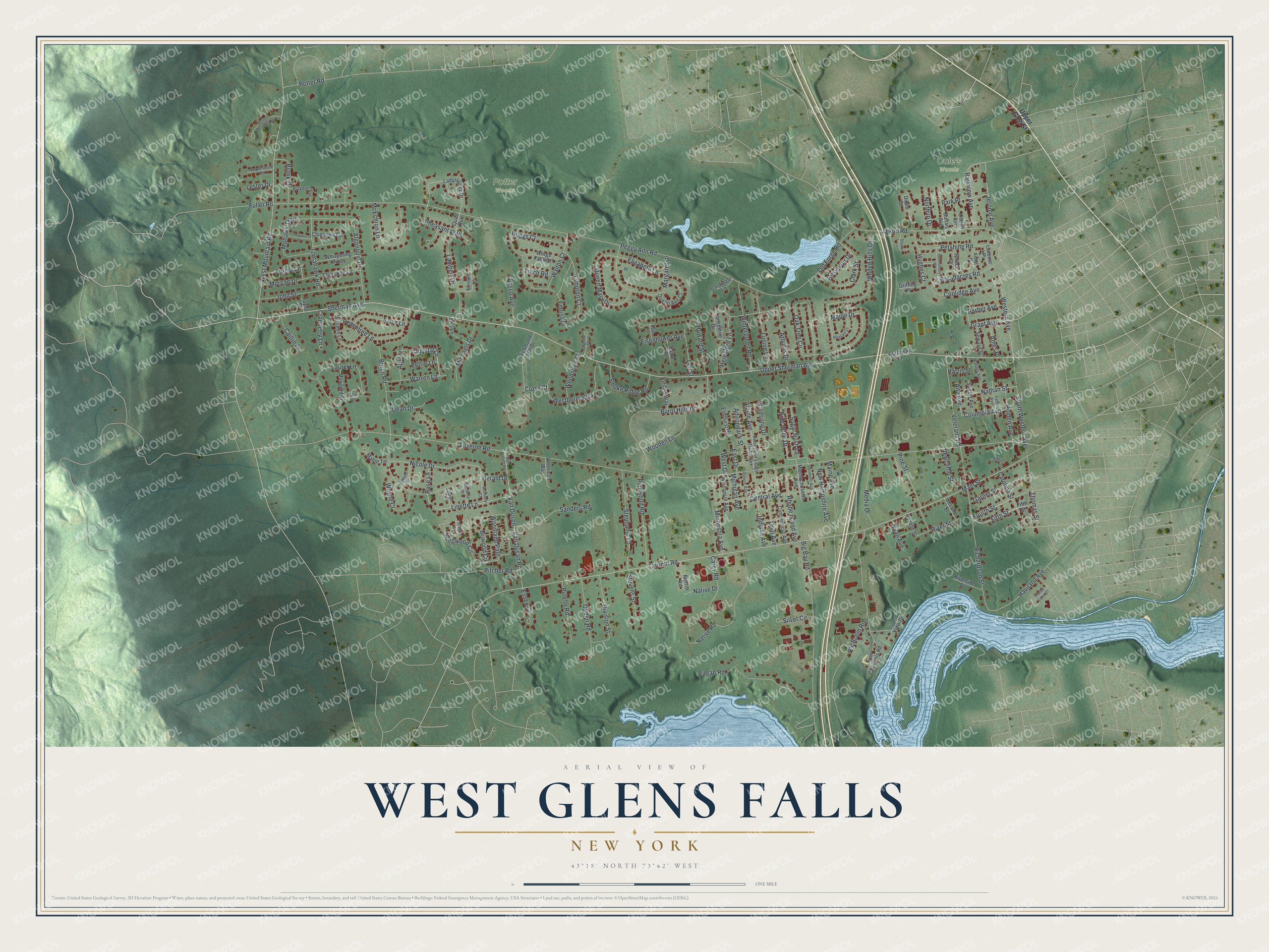 Watermarked full-map preview of West Glens Falls, New York