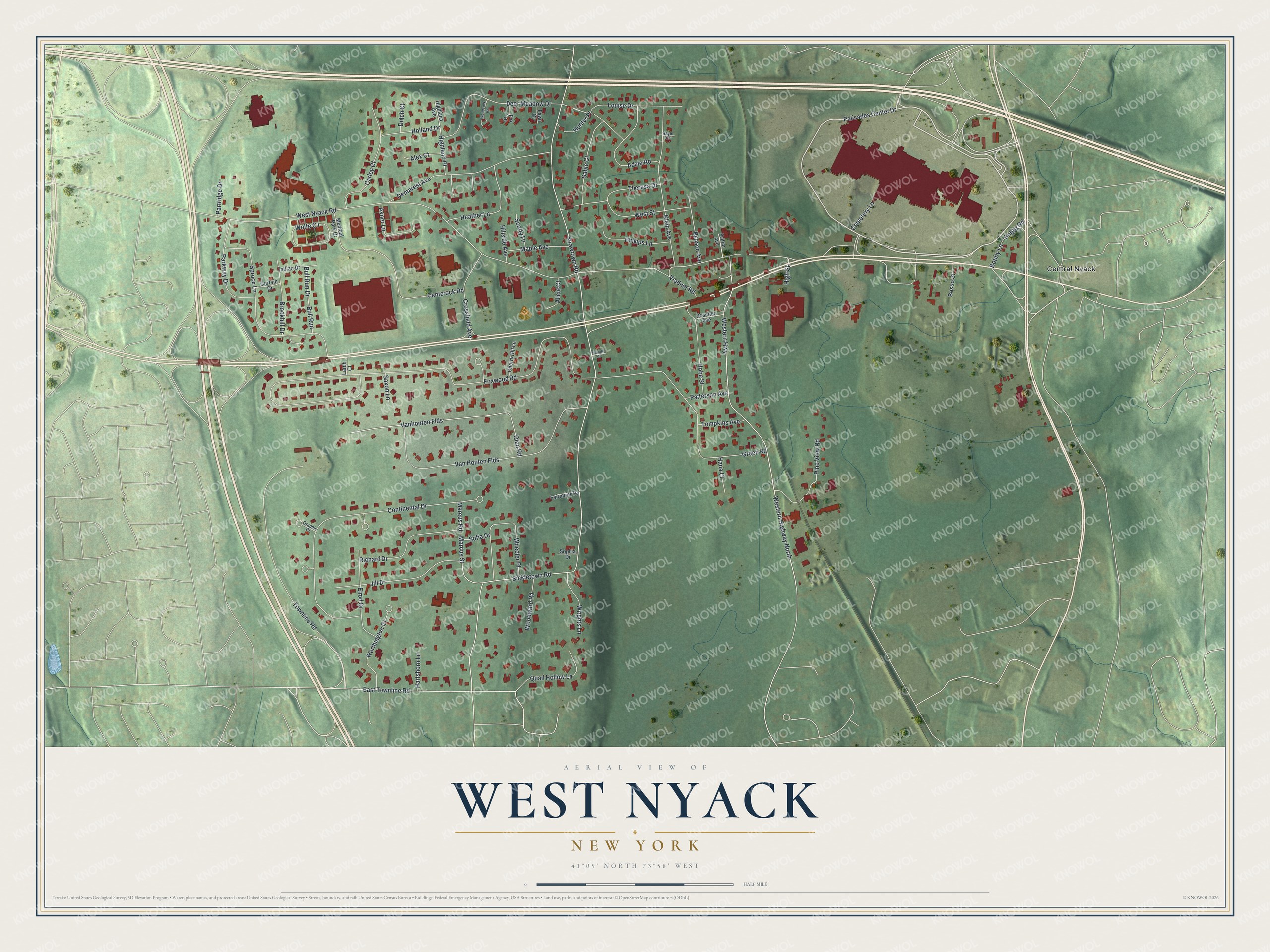 Watermarked full-map preview of West Nyack, New York