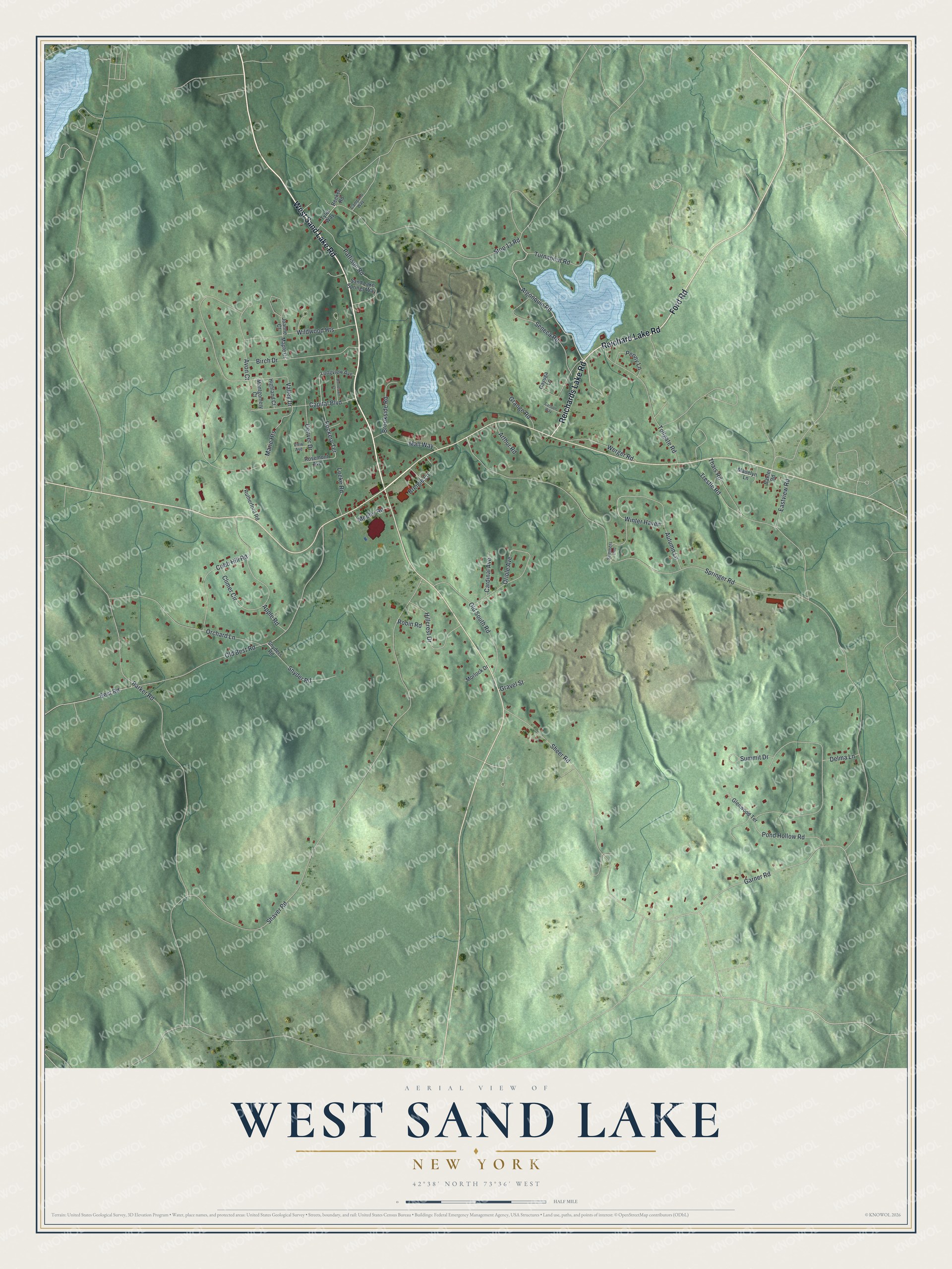 Watermarked full-map preview of West Sand Lake, New York