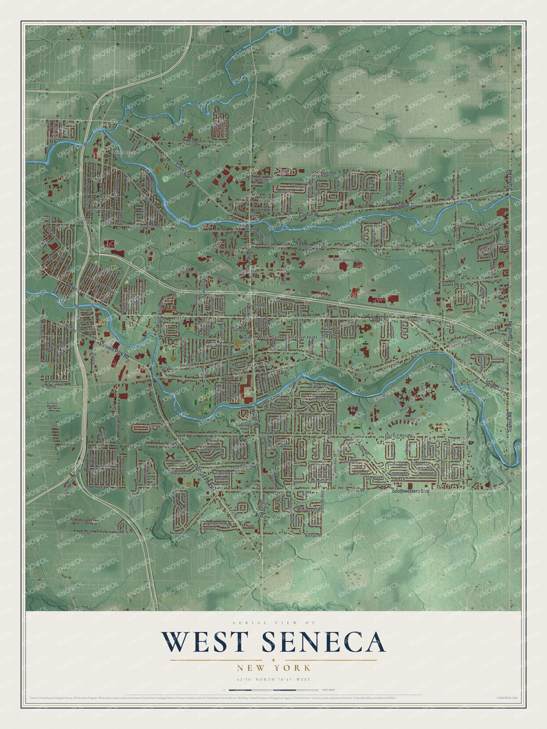 Watermarked full-map preview of West Seneca, New York