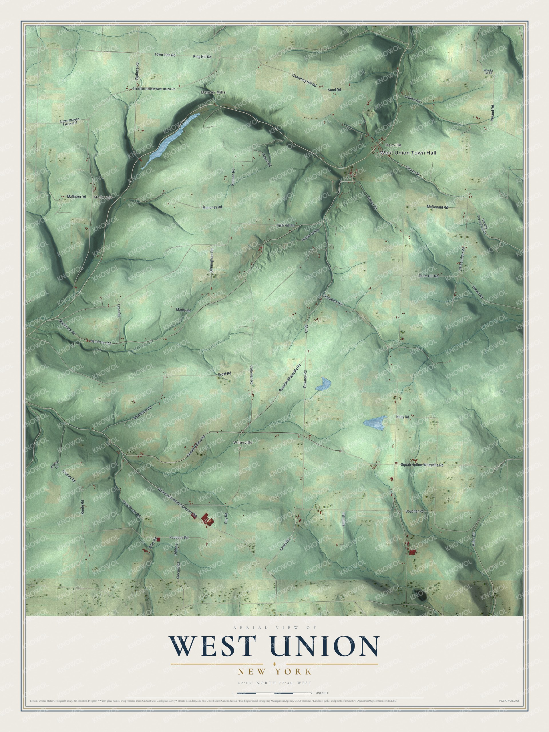 Watermarked full-map preview of West Union, New York