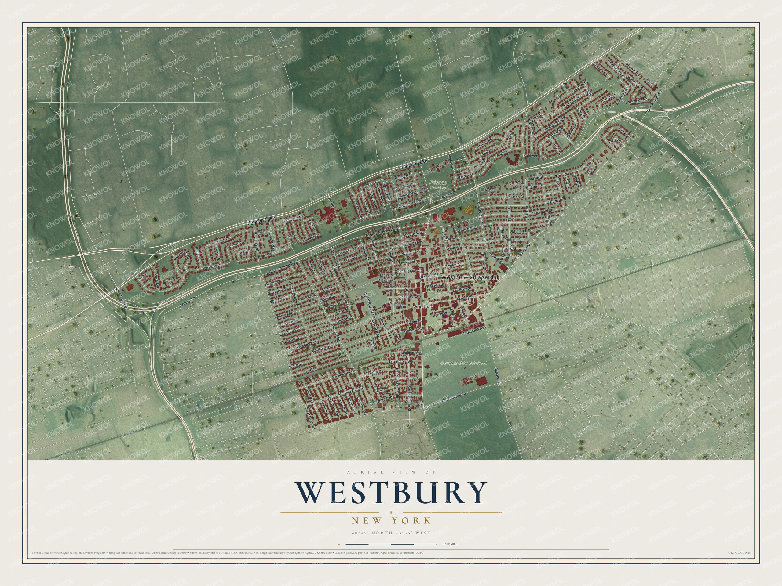 Watermarked full-map preview of Westbury, New York