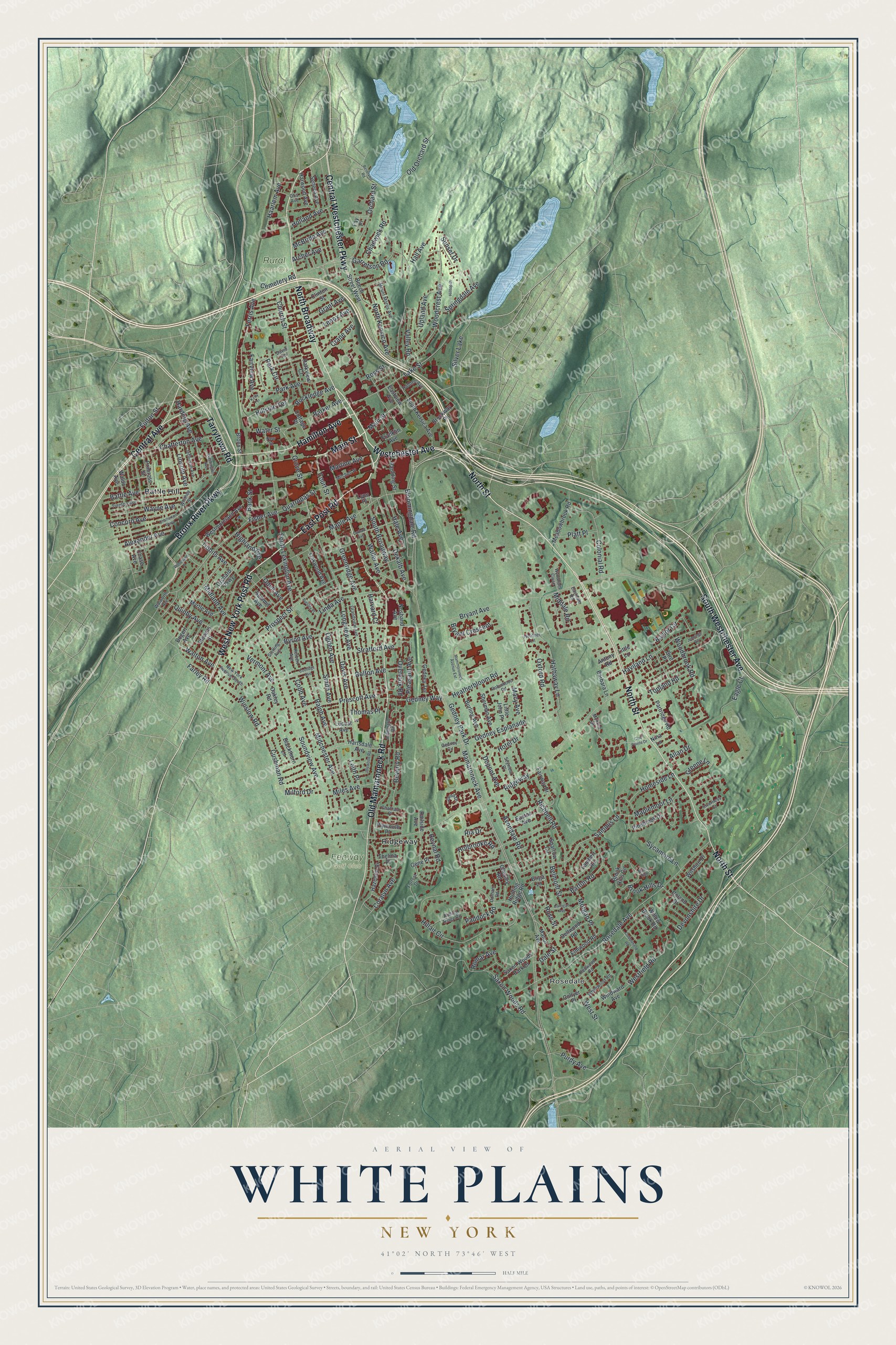 Watermarked full-map preview of White Plains, New York