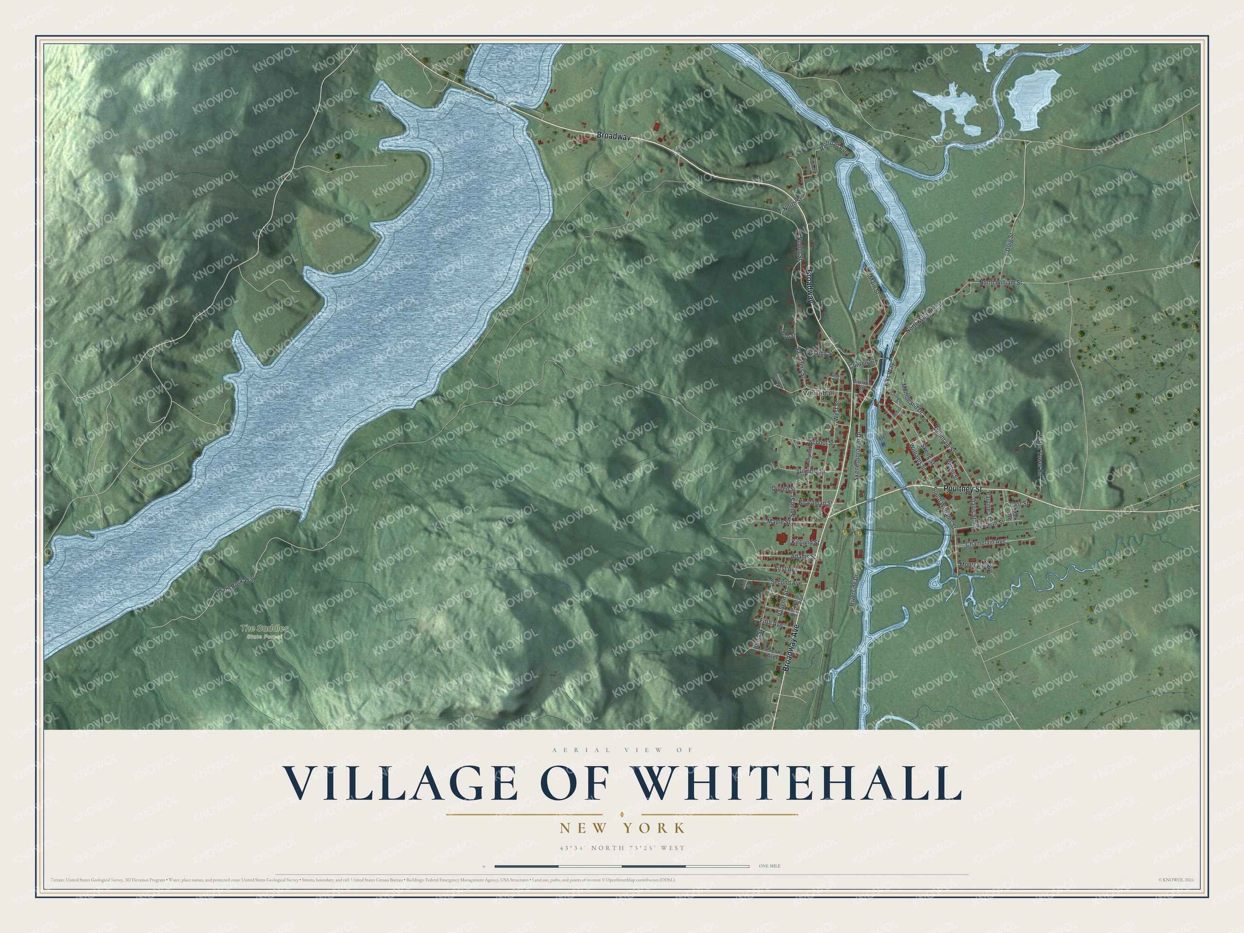 Watermarked full-map preview of Whitehall, New York