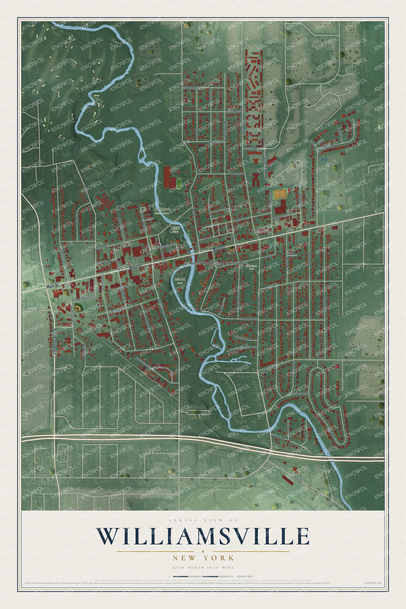 Watermarked full-map preview of Williamsville, New York