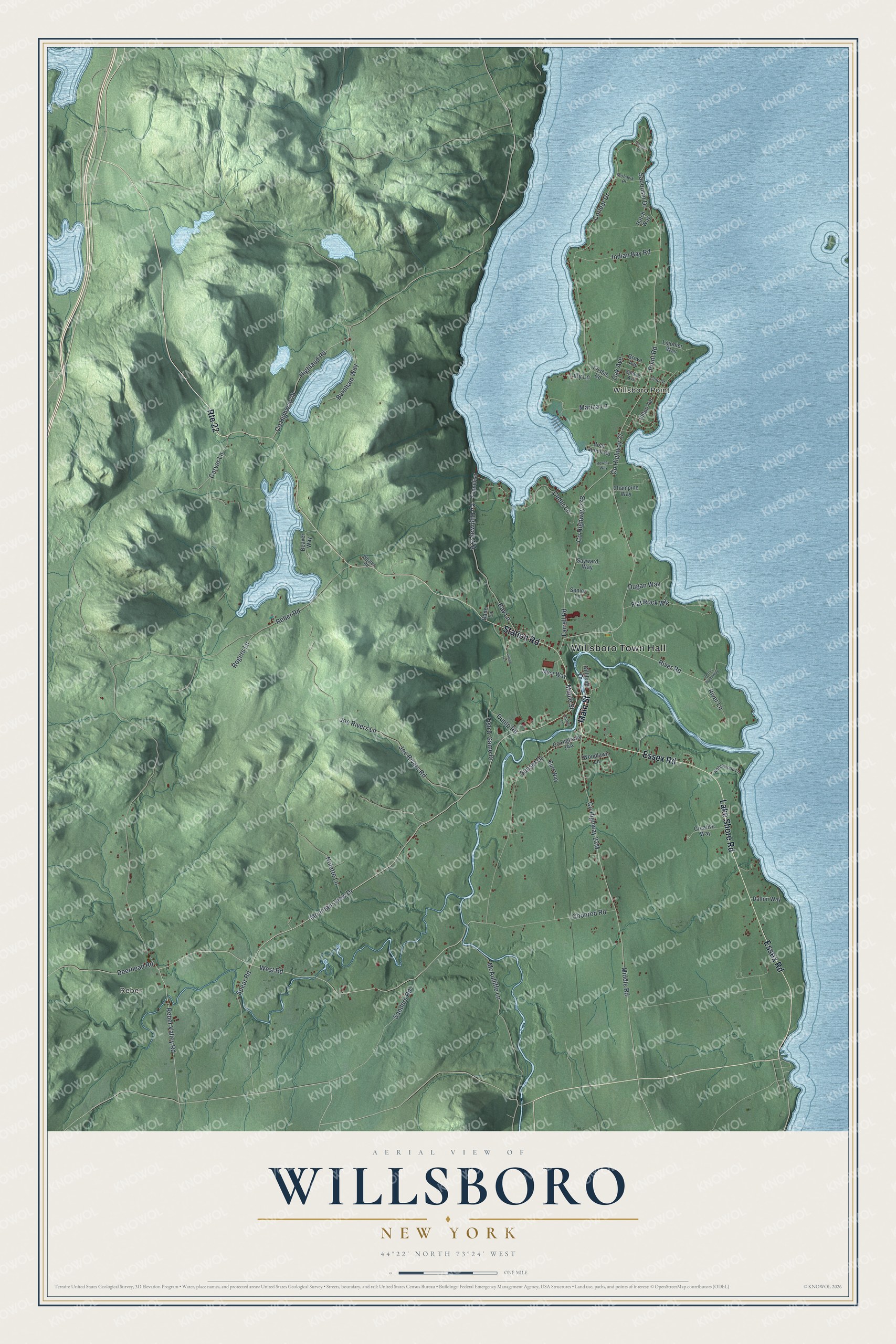Watermarked full-map preview of Willsboro, New York