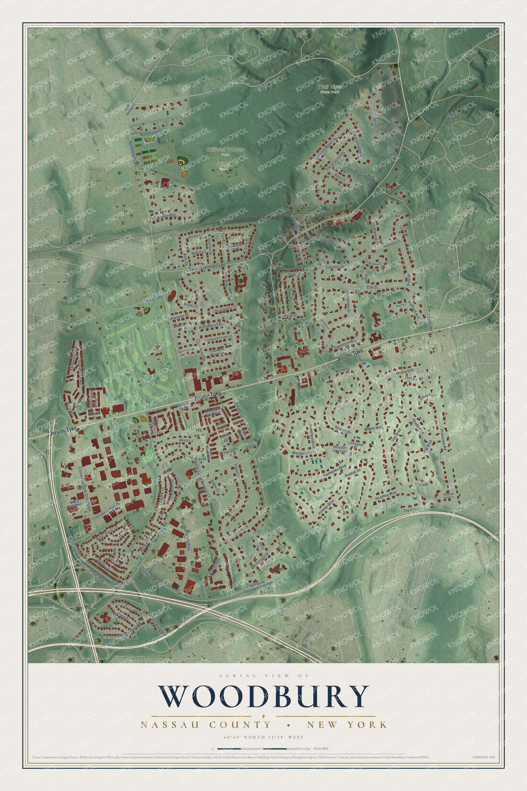 Watermarked full-map preview of Woodbury, New York