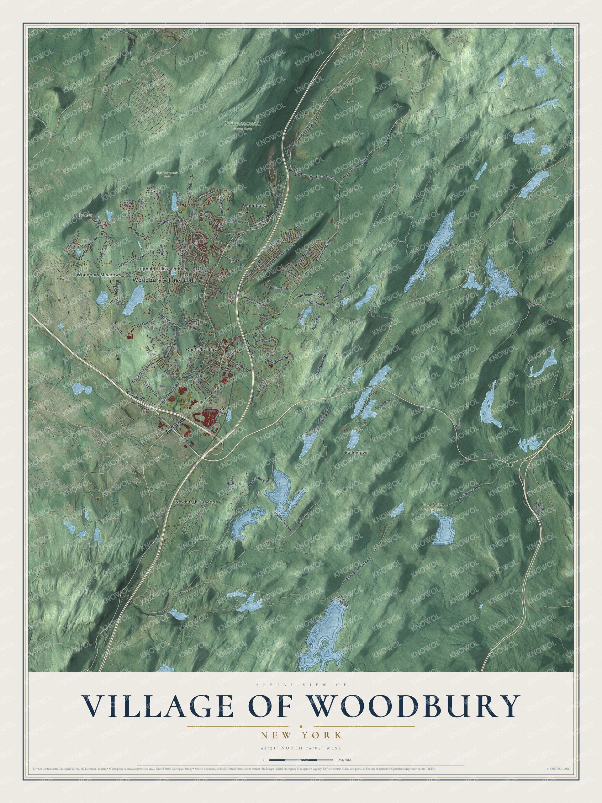 Watermarked full-map preview of Woodbury, New York
