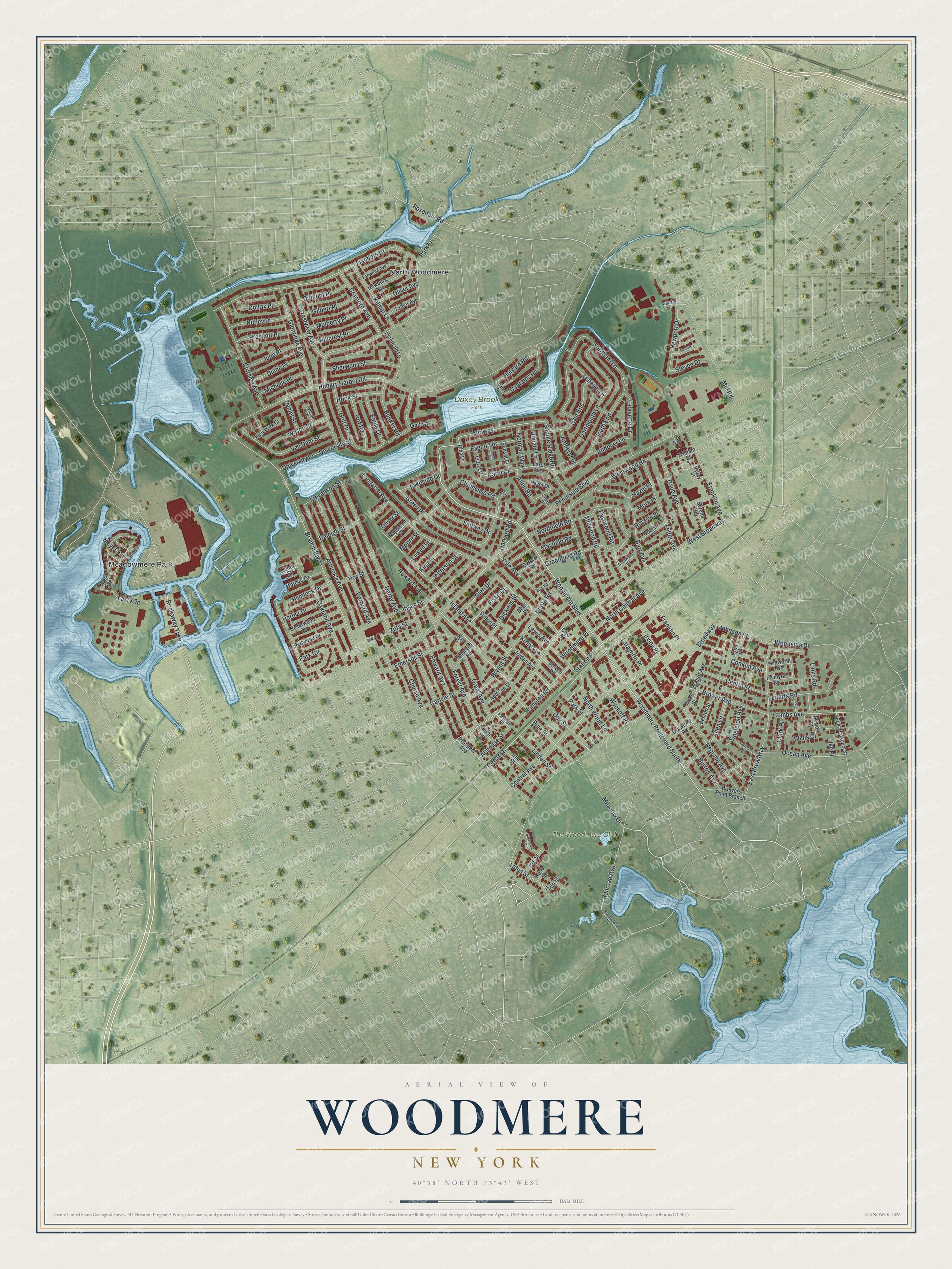 Watermarked full-map preview of Woodmere, New York